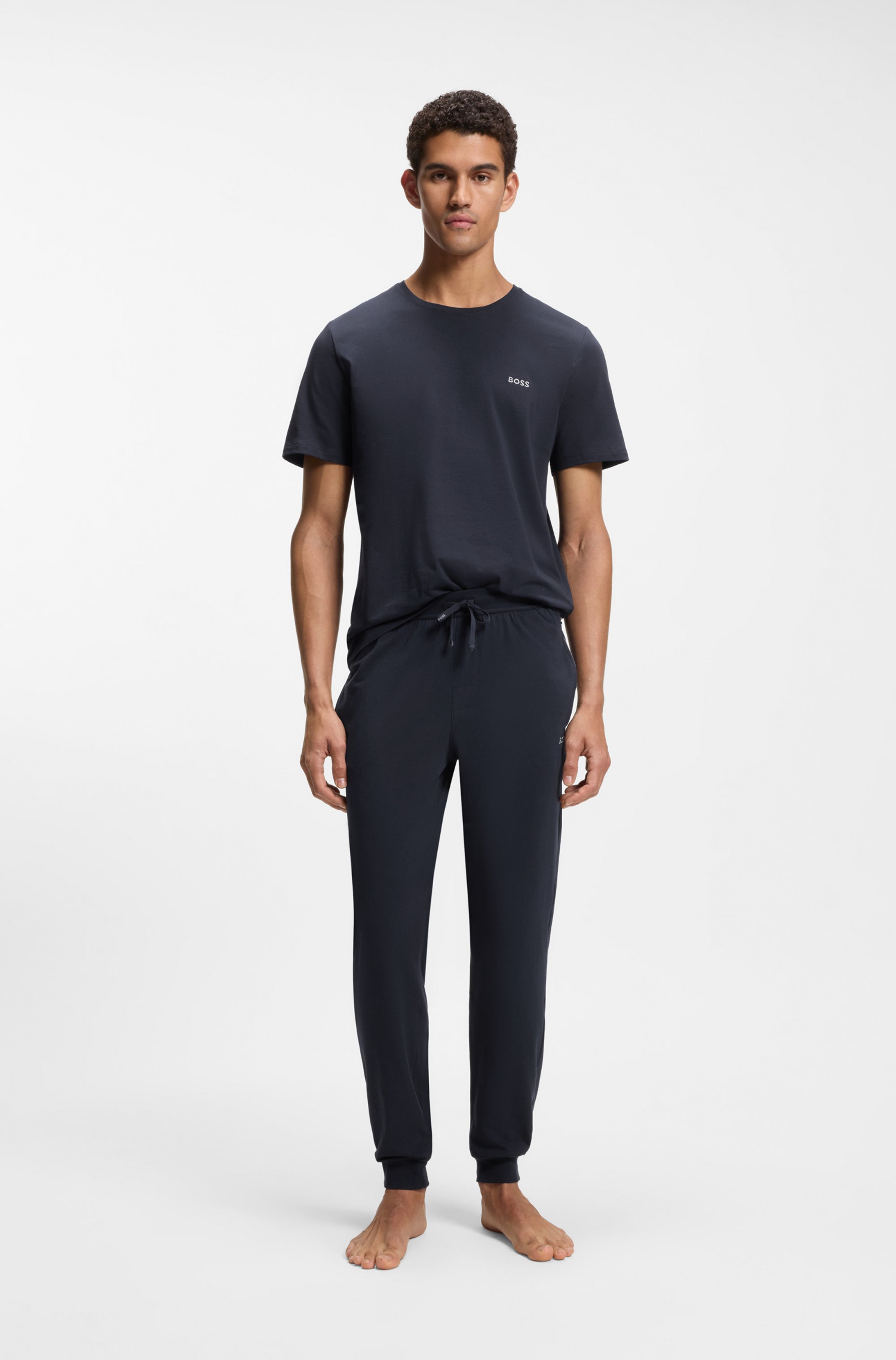 Stretch-cotton tracksuit bottoms with embroidered logo