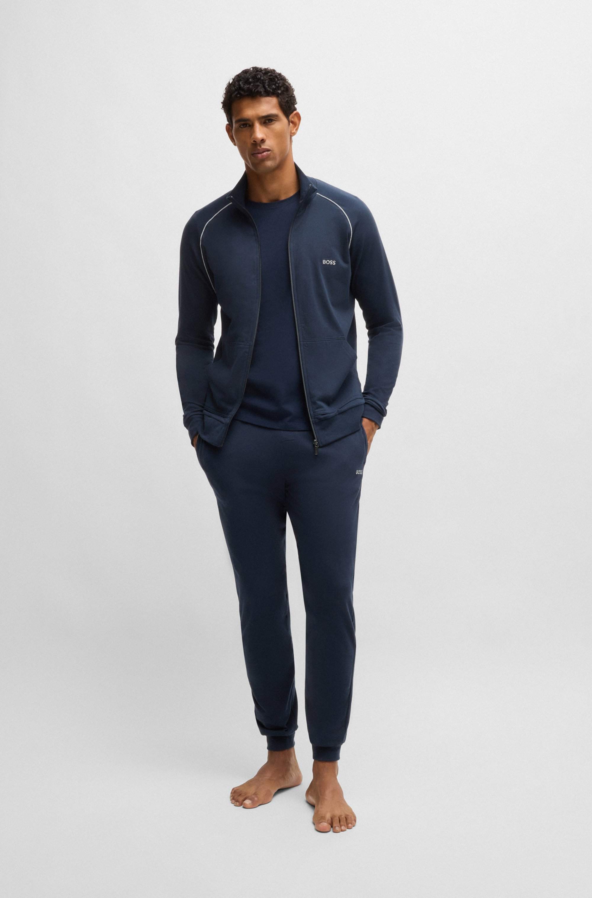 Stretch-cotton tracksuit bottoms with embroidered logo