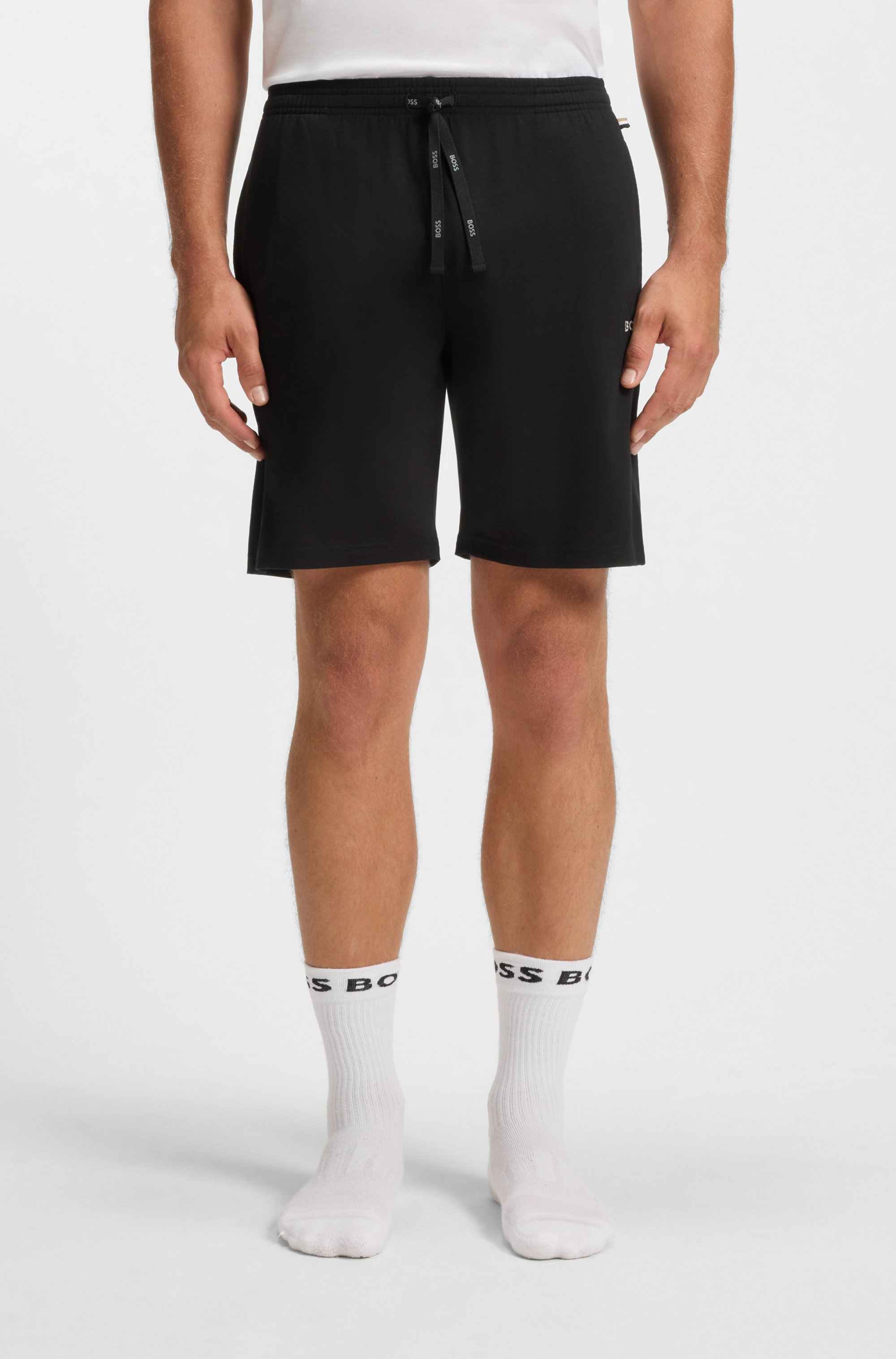 Stretch-cotton shorts with embroidered logo
