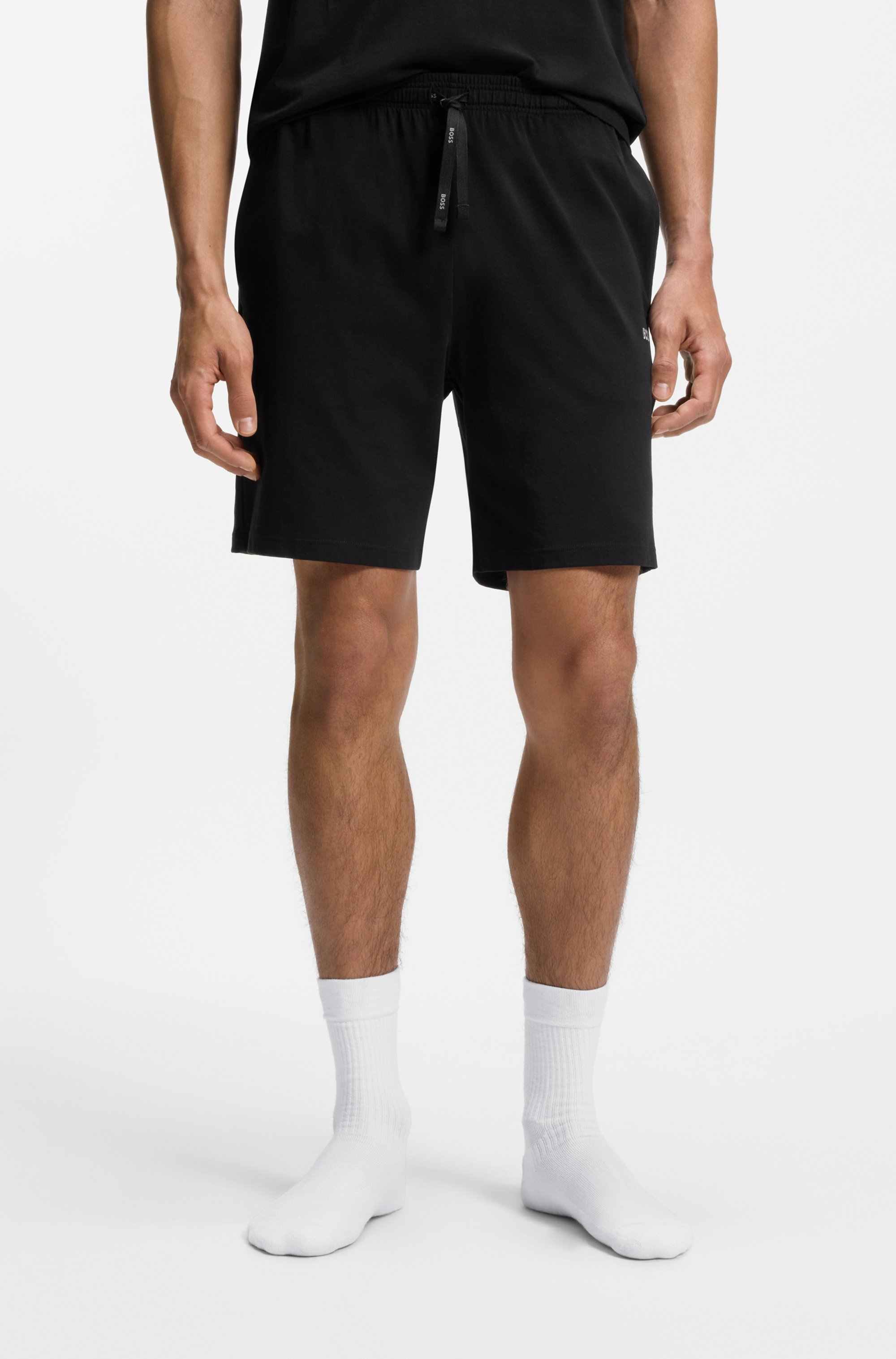 Stretch-cotton shorts with embroidered logo