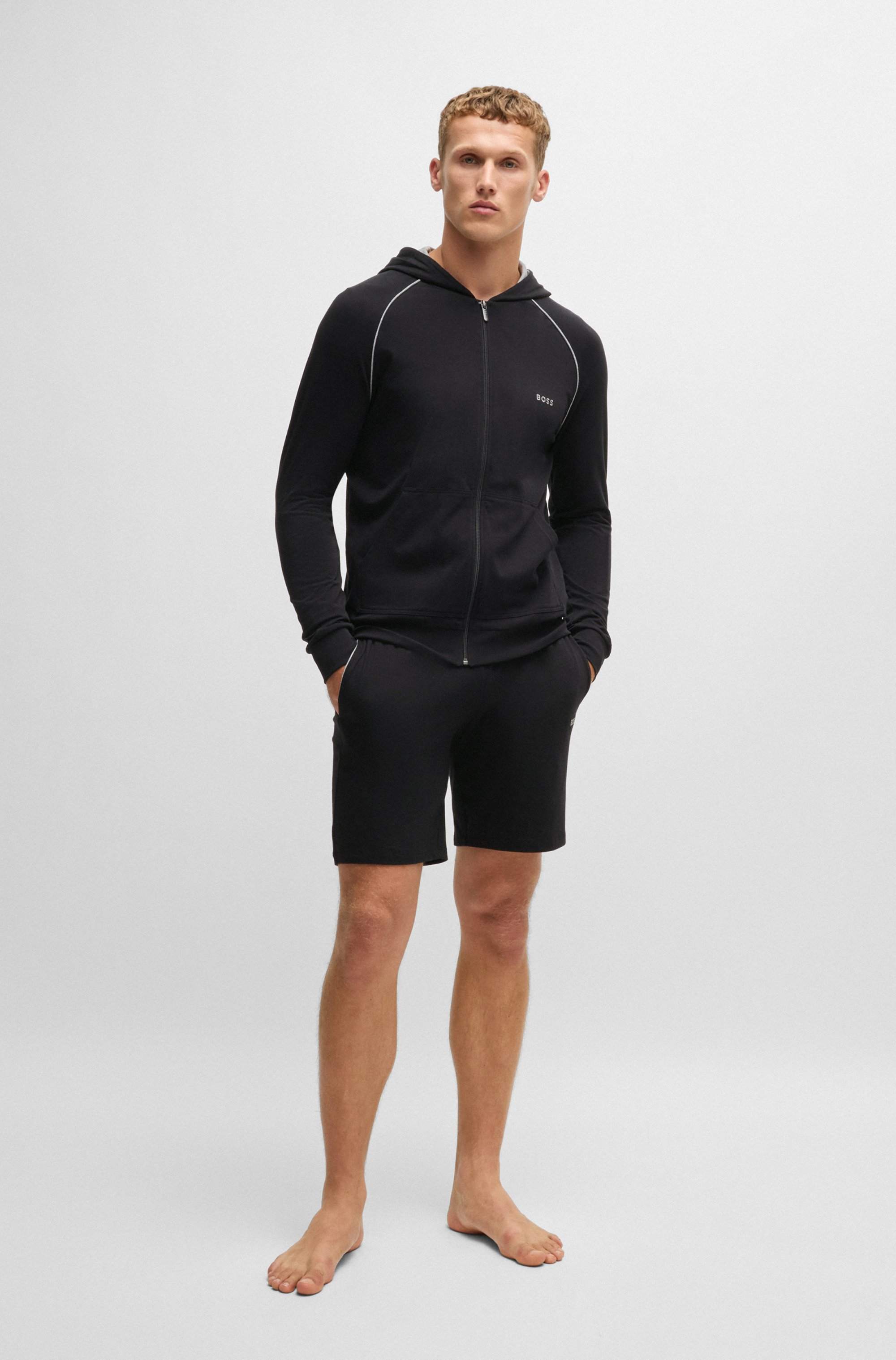 Logo-embroidered shorts in stretch-cotton jersey