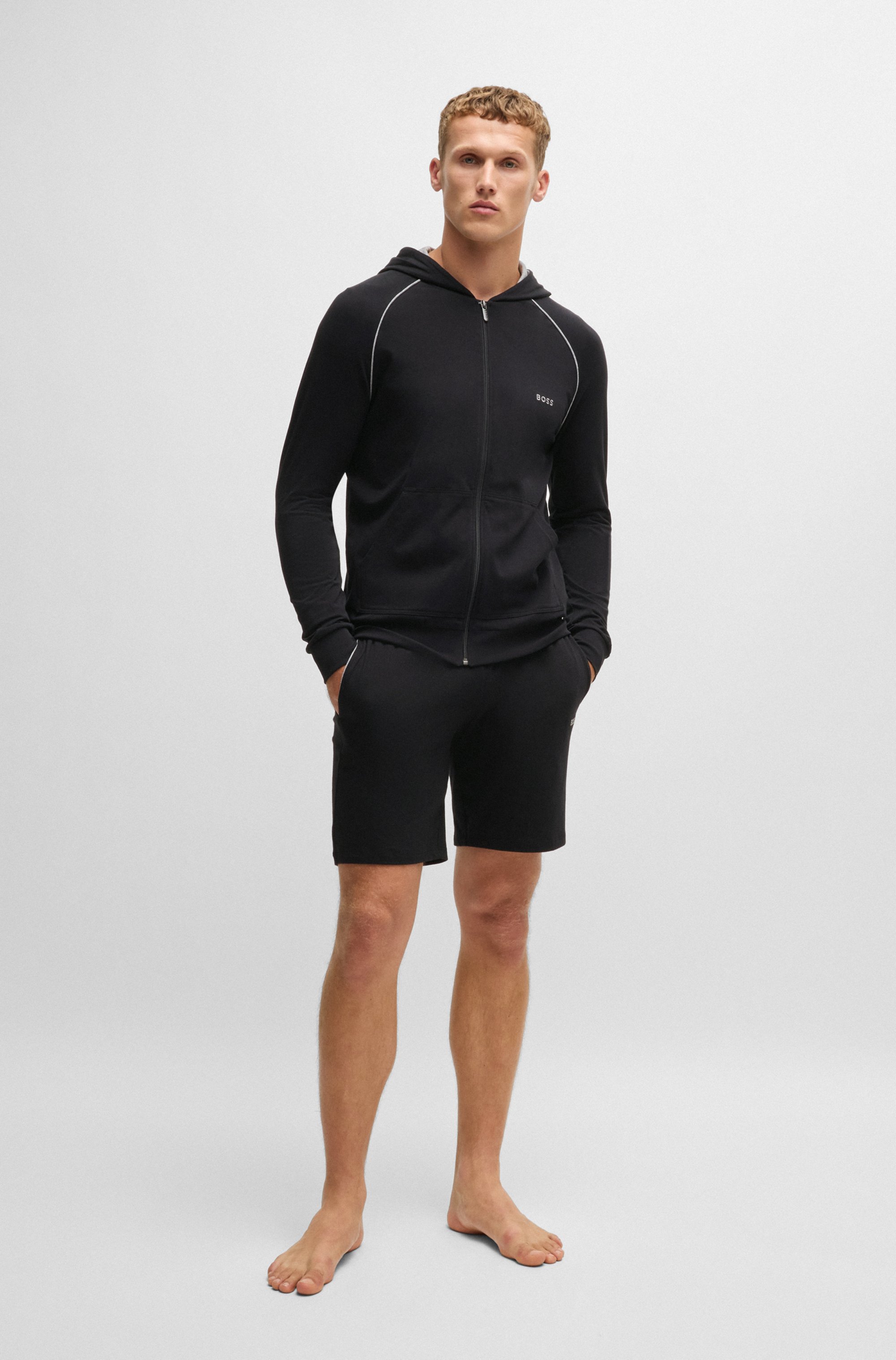 Logo-embroidered shorts in stretch-cotton jersey