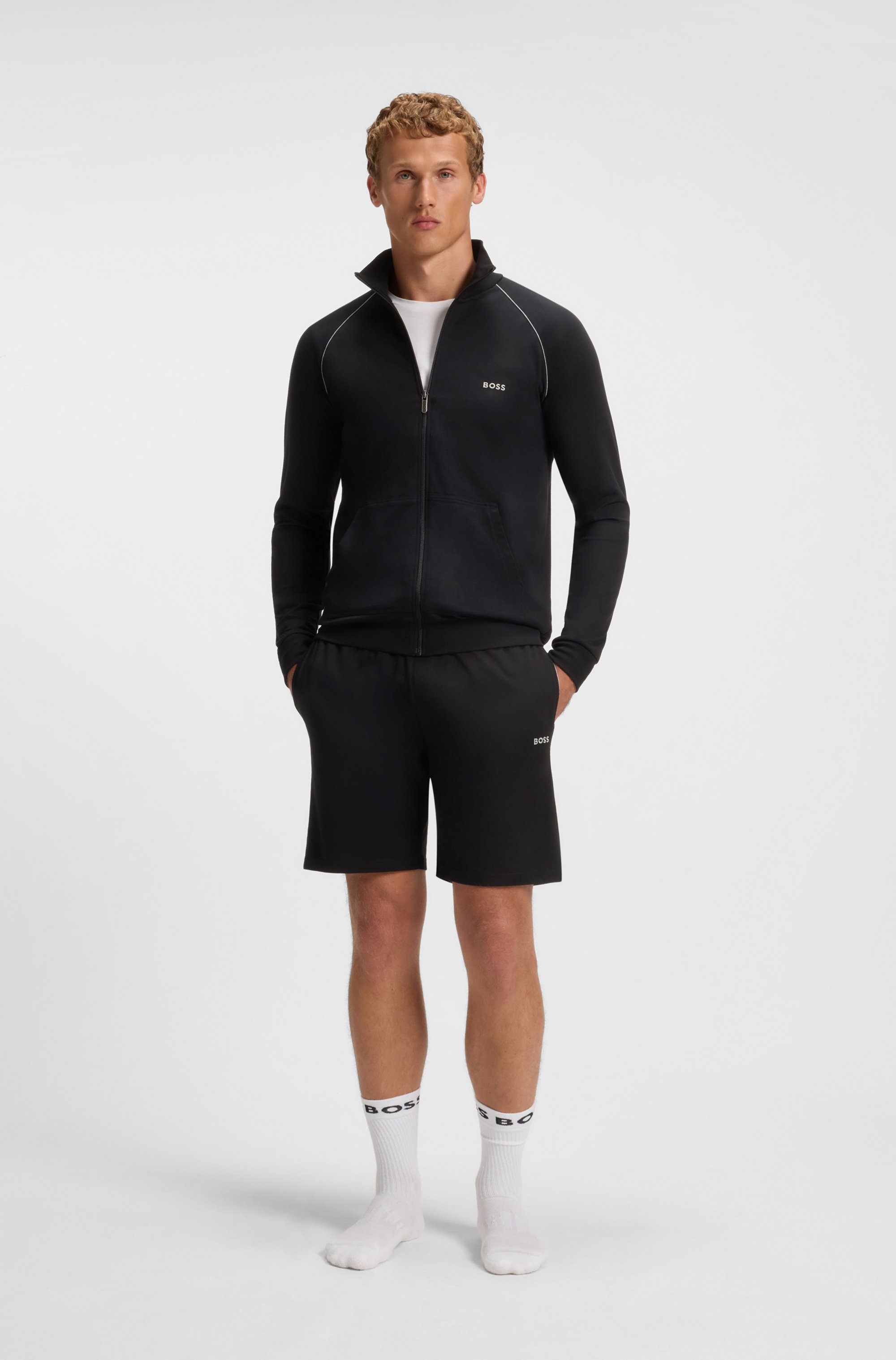 Logo-embroidered shorts in stretch-cotton jersey