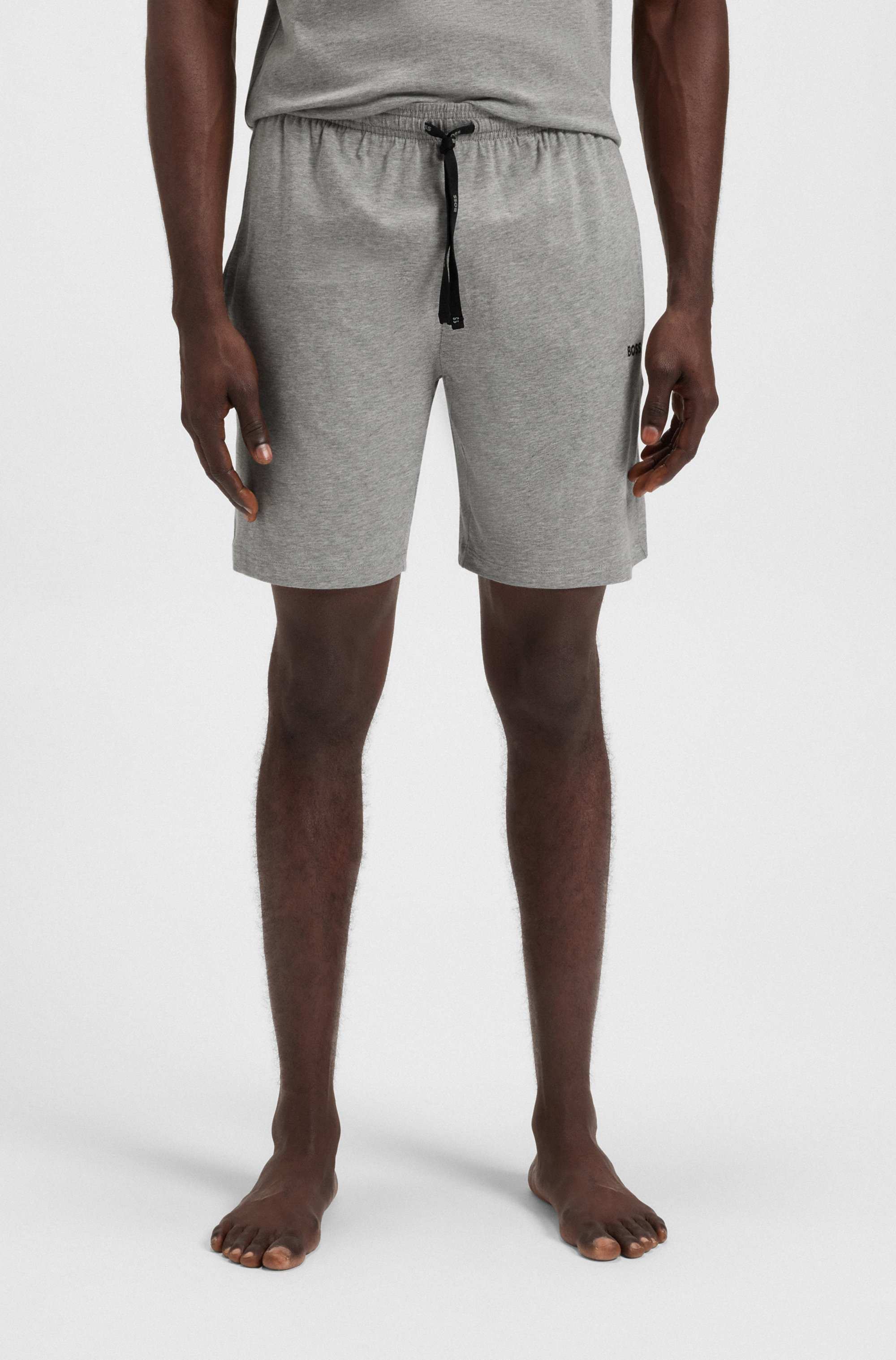 Stretch-cotton shorts with embroidered logo
