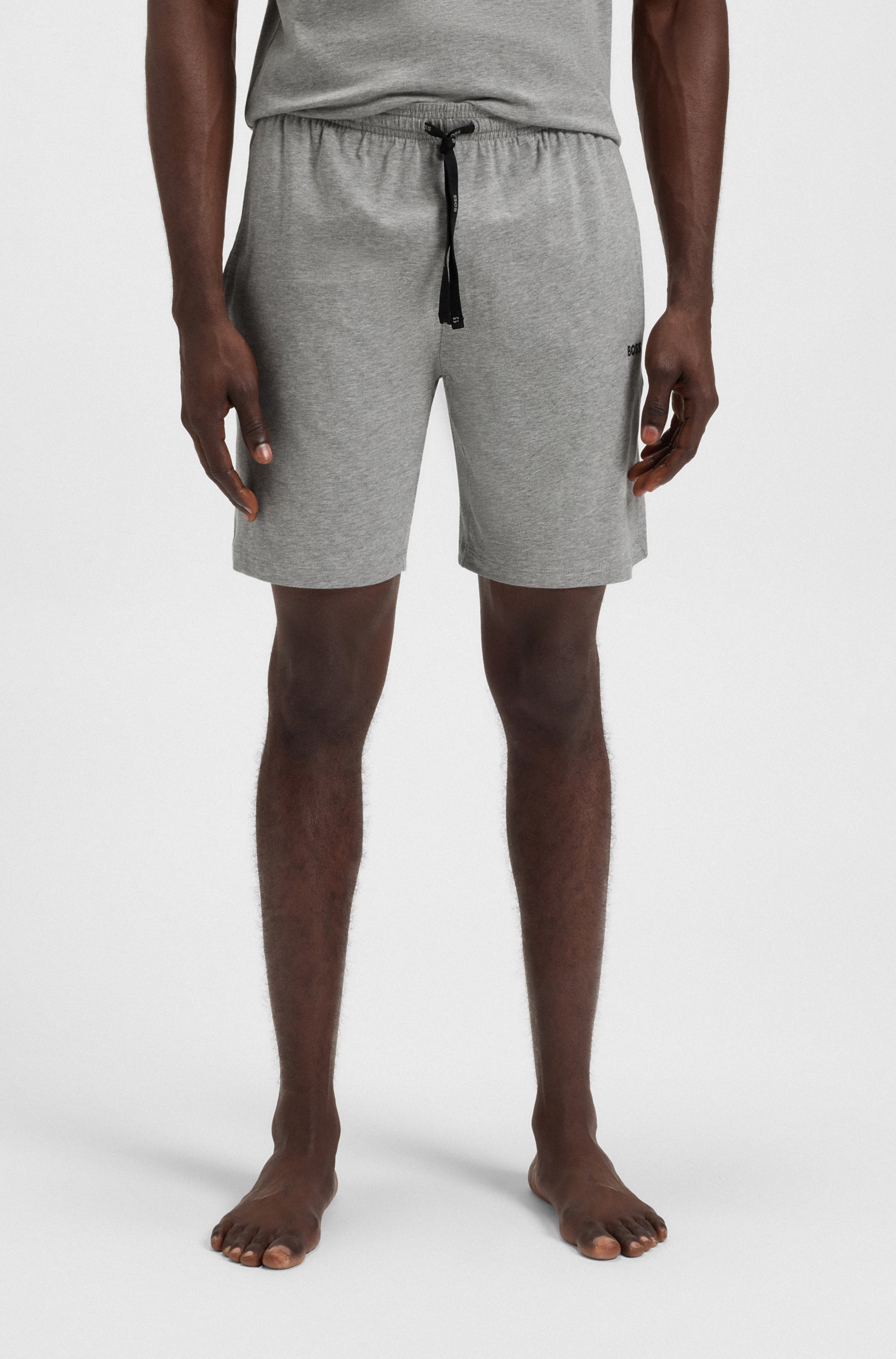 Stretch-cotton shorts with embroidered logo