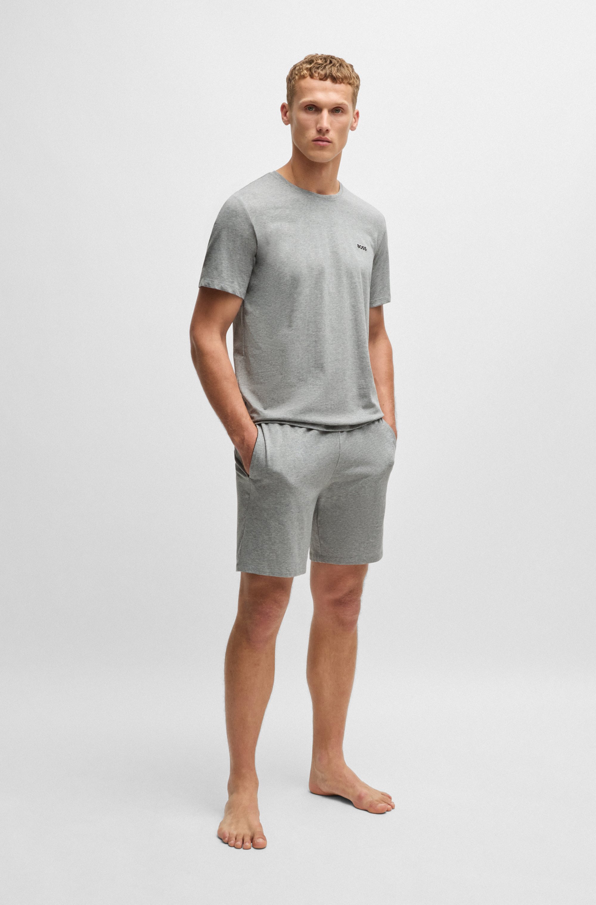 Logo-embroidered shorts in stretch-cotton jersey