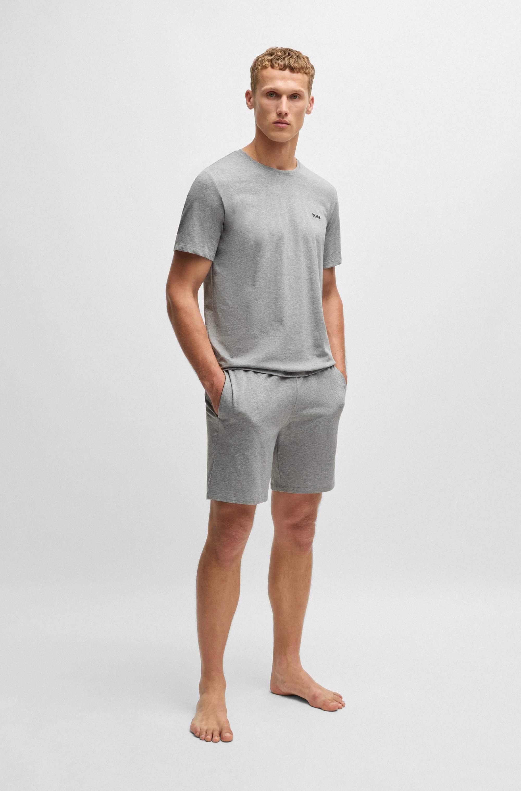 Logo-embroidered shorts in stretch-cotton jersey