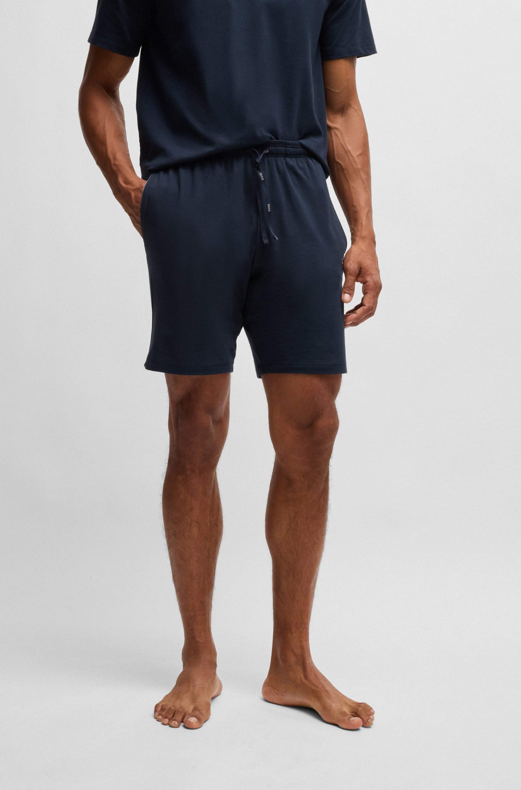 Logo-embroidered shorts in stretch-cotton jersey