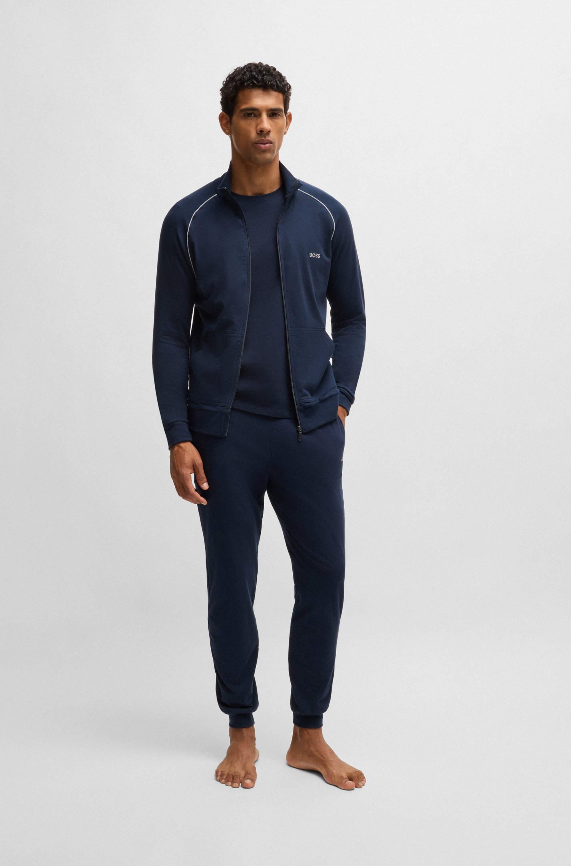 Long-sleeved T-shirt in stretch cotton with embroidered logo