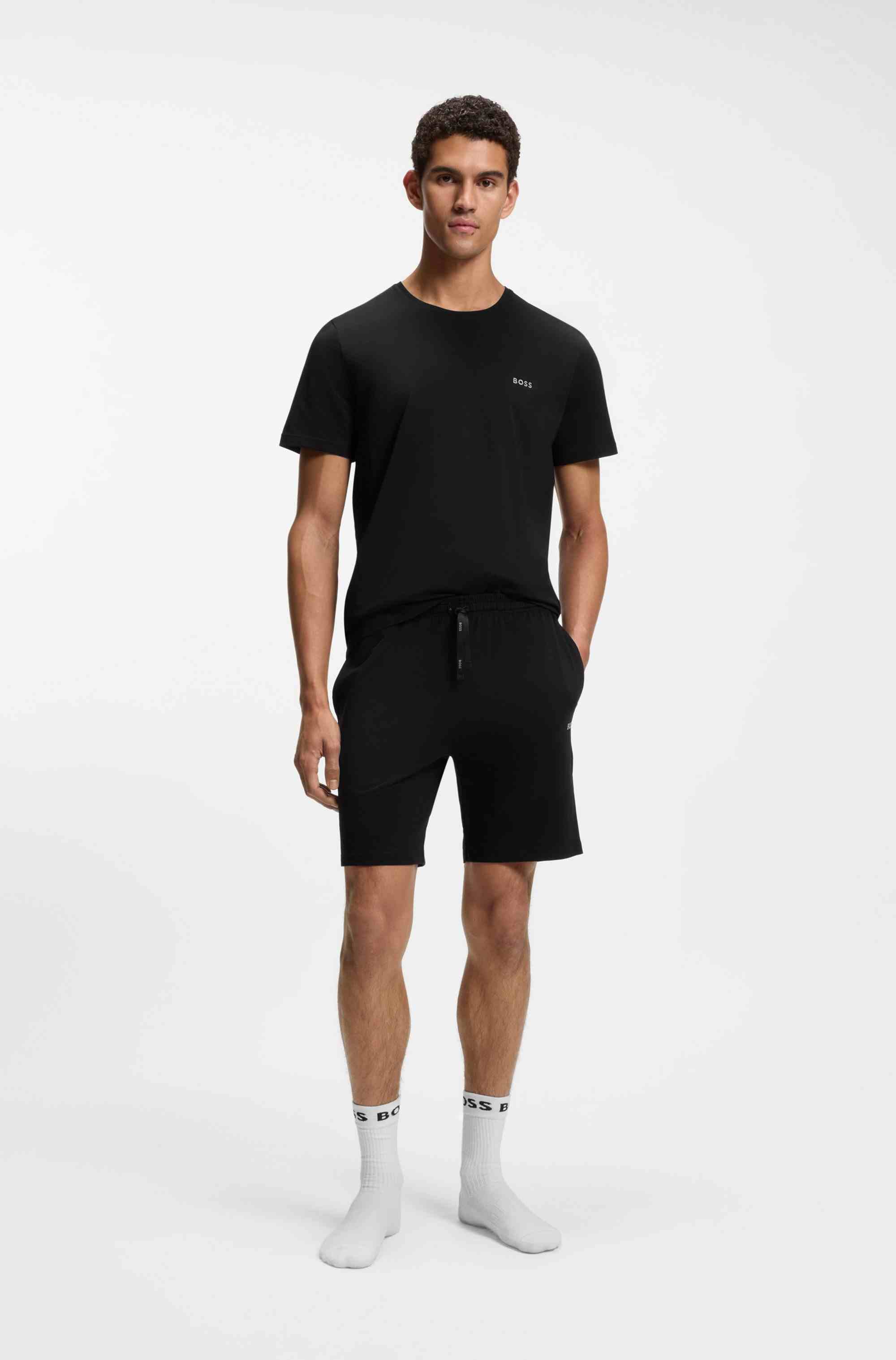 Stretch-cotton T-shirt with embroidered logo