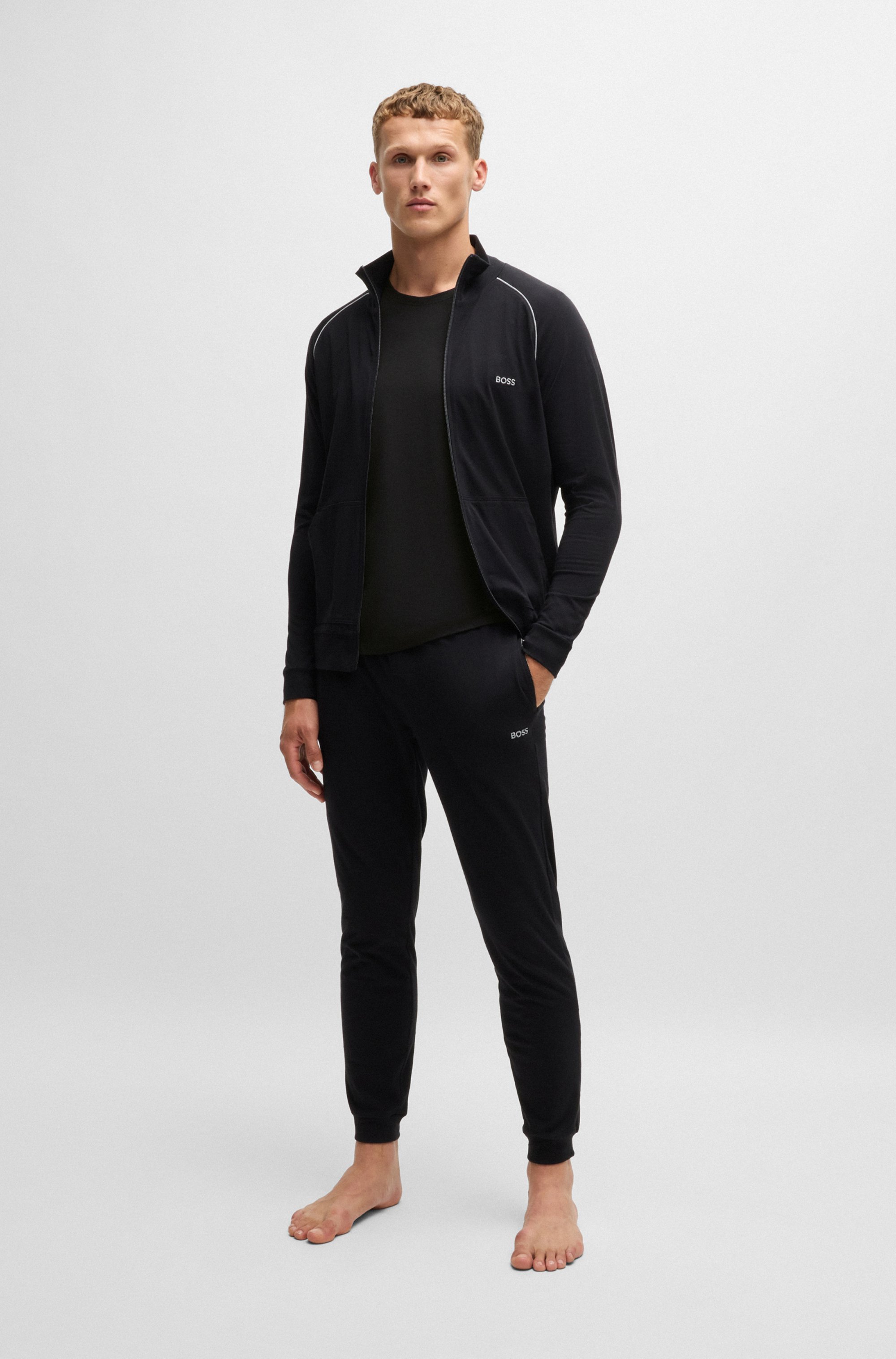 Stretch-cotton T-shirt with embroidered logo