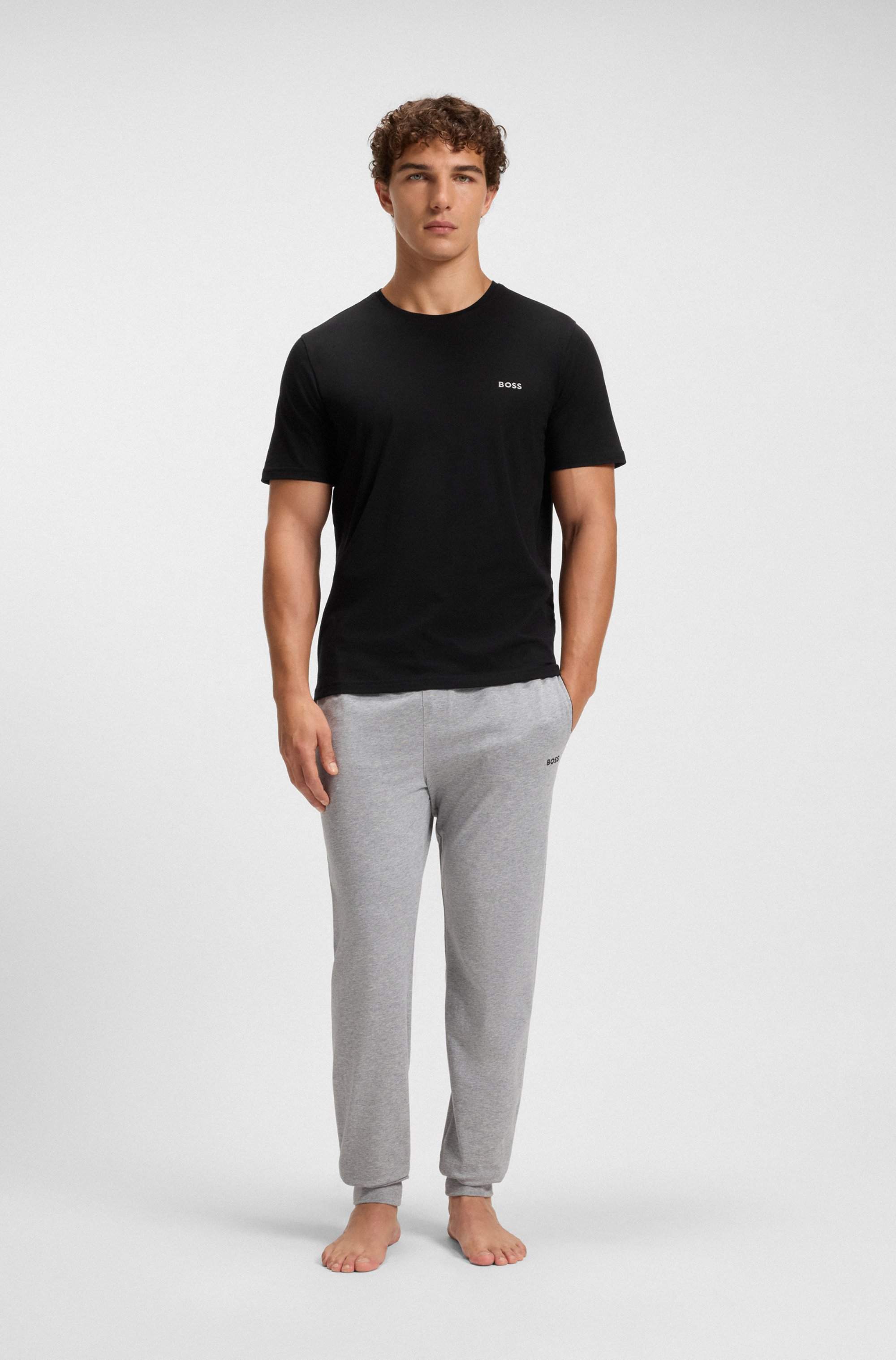 Stretch-cotton T-shirt with embroidered logo
