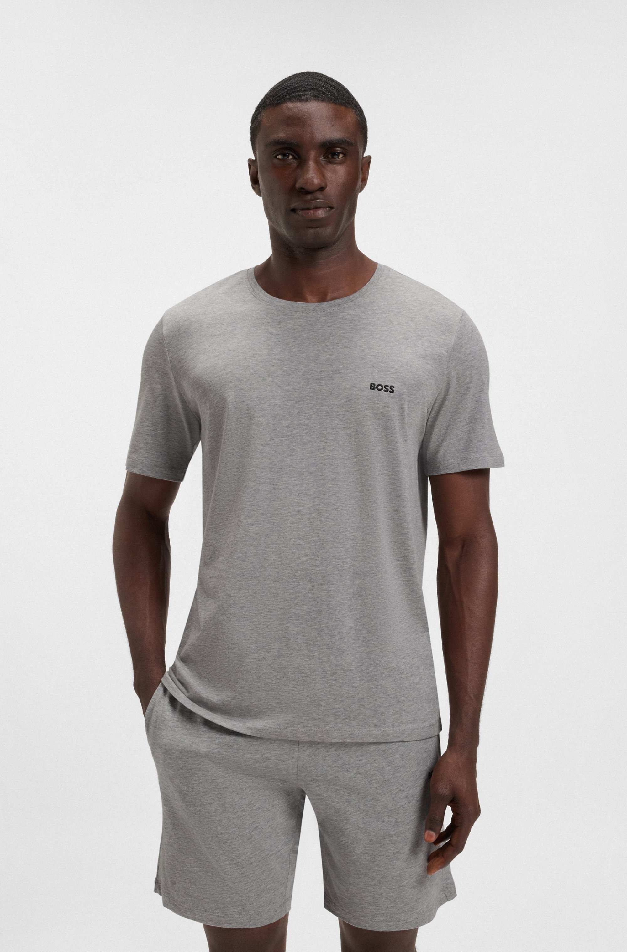 Stretch-cotton T-shirt with embroidered logo