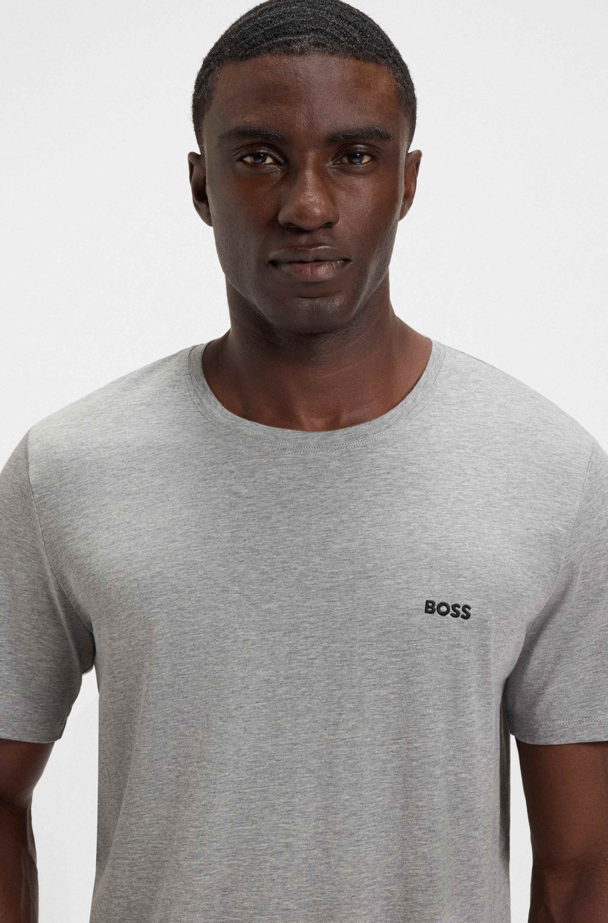 Stretch-cotton T-shirt with embroidered logo