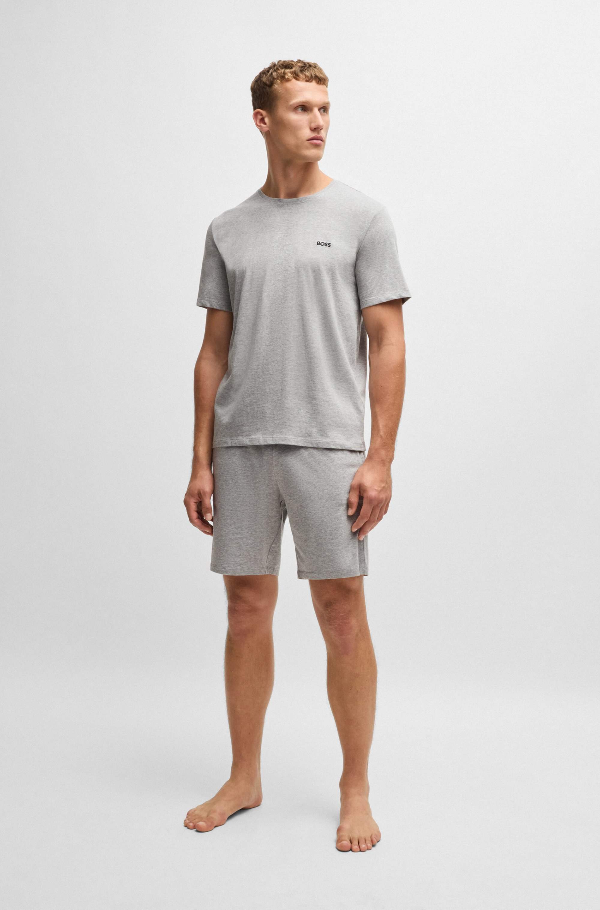 Stretch-cotton T-shirt with embroidered logo