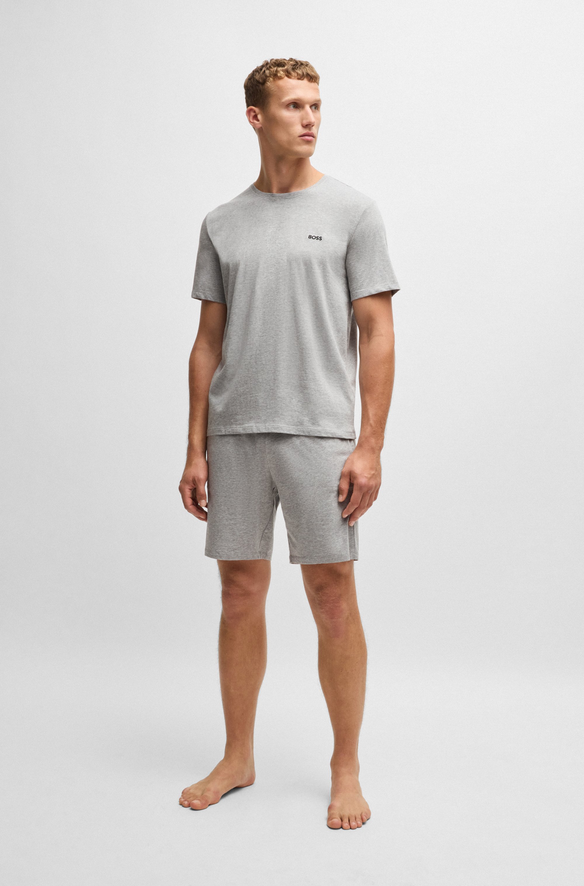Stretch-cotton T-shirt with embroidered logo