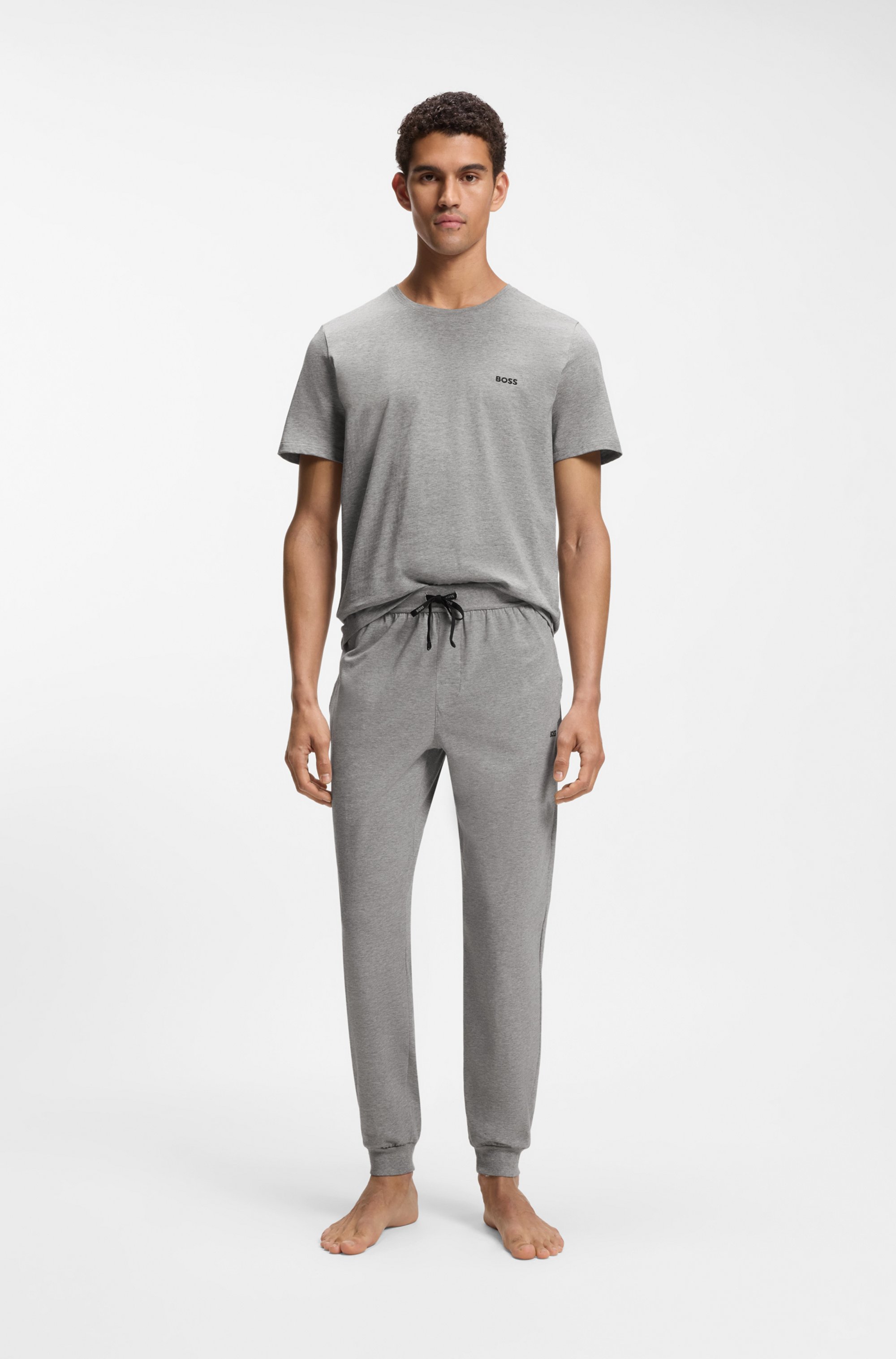 Stretch-cotton T-shirt with embroidered logo