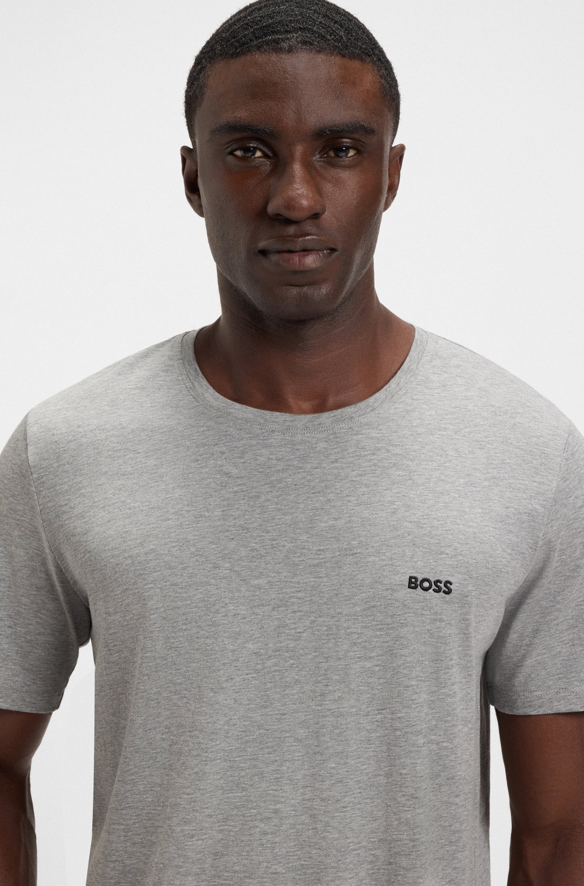 Stretch-cotton T-shirt with embroidered logo