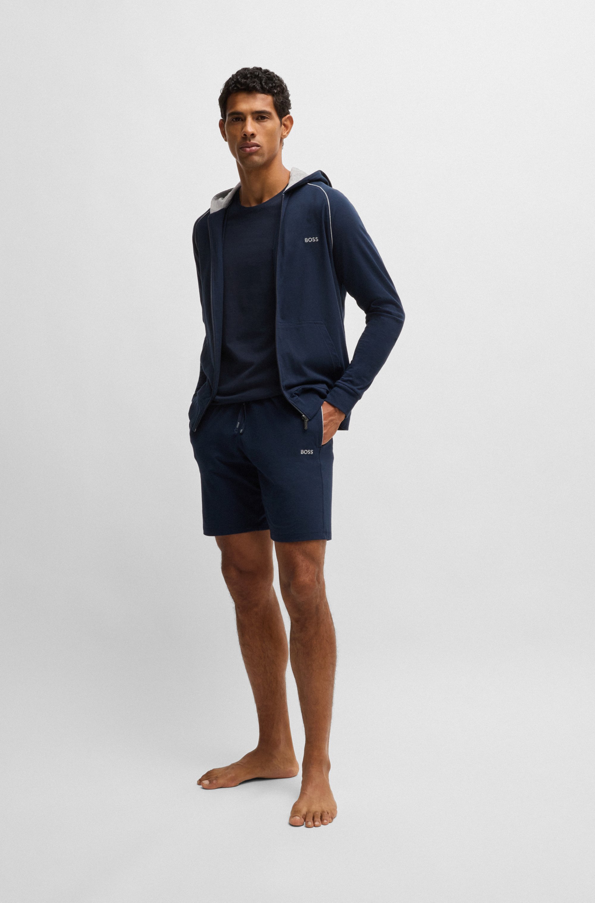 Stretch-cotton T-shirt with embroidered logo