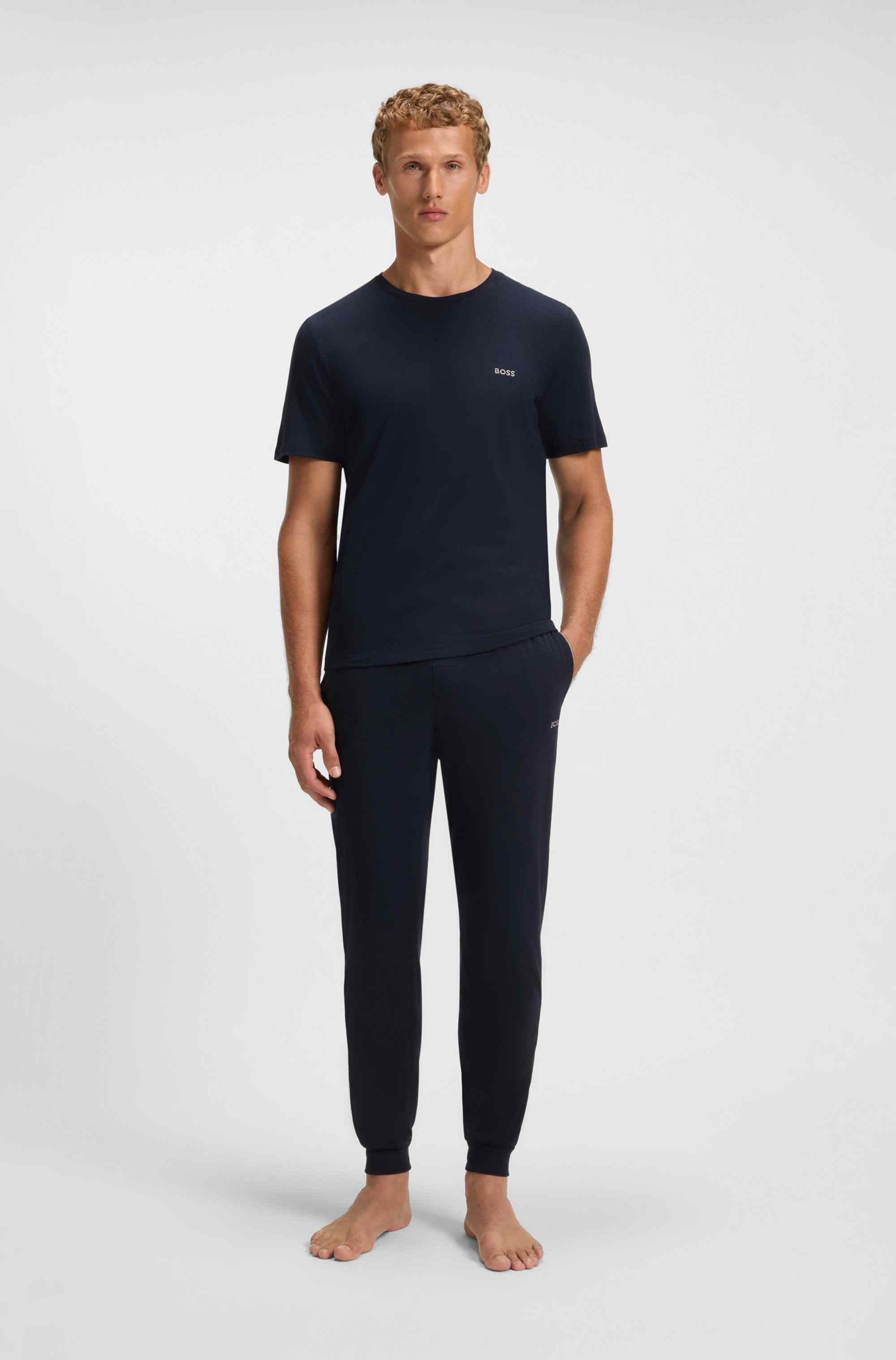 Stretch-cotton T-shirt with embroidered logo