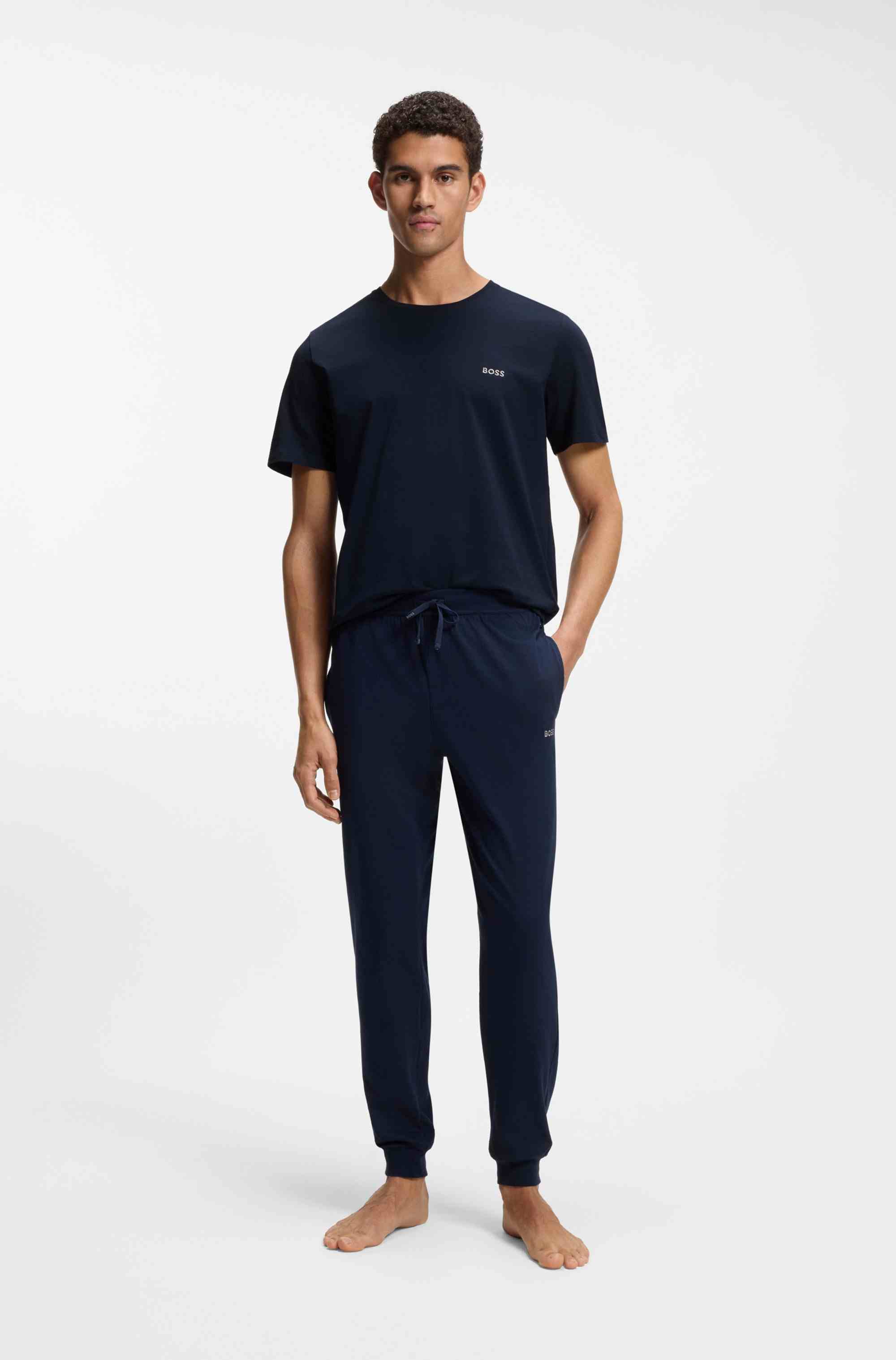 Stretch-cotton T-shirt with embroidered logo