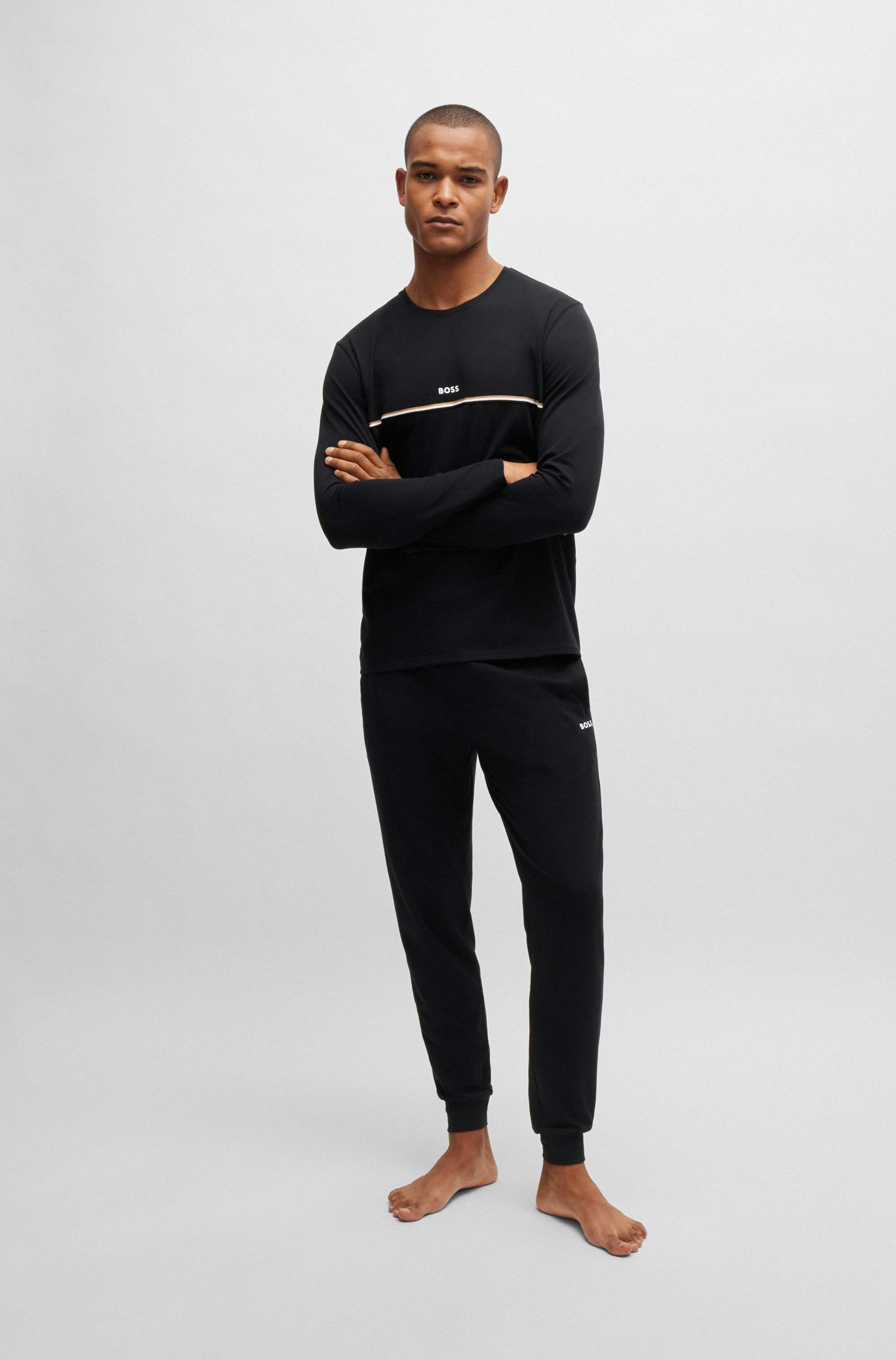 Stretch-cotton pyjama bottoms with logo print