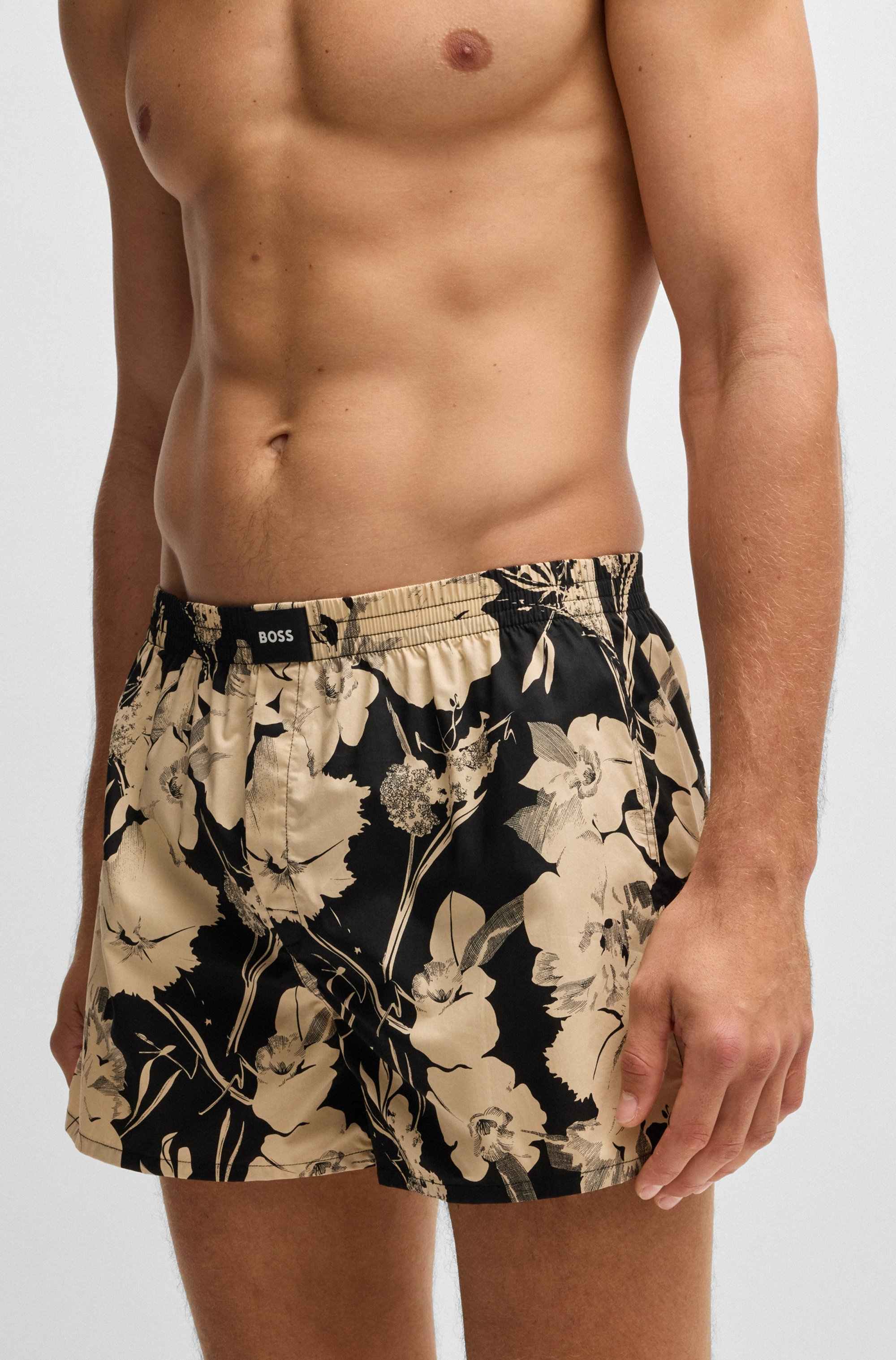 Two-pack of cotton-poplin pyjama shorts with logos