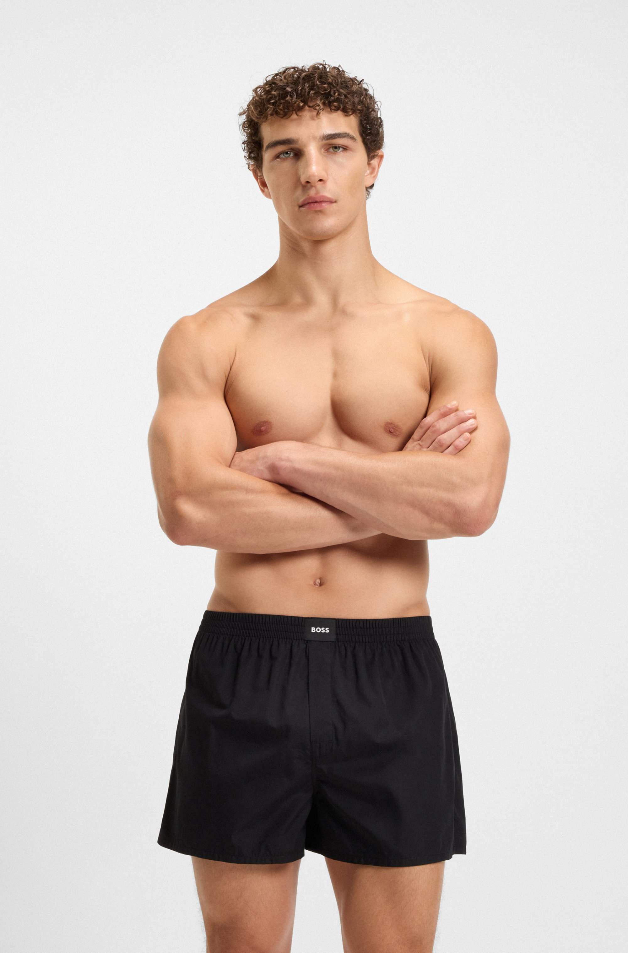 Two-pack of cotton-poplin pyjama shorts with logos