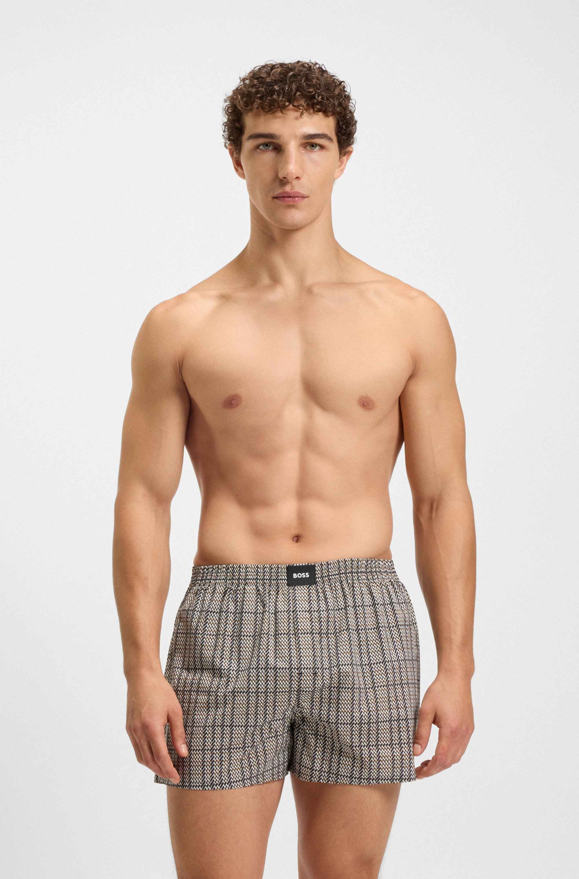 Two-pack of cotton-poplin pyjama shorts with logos