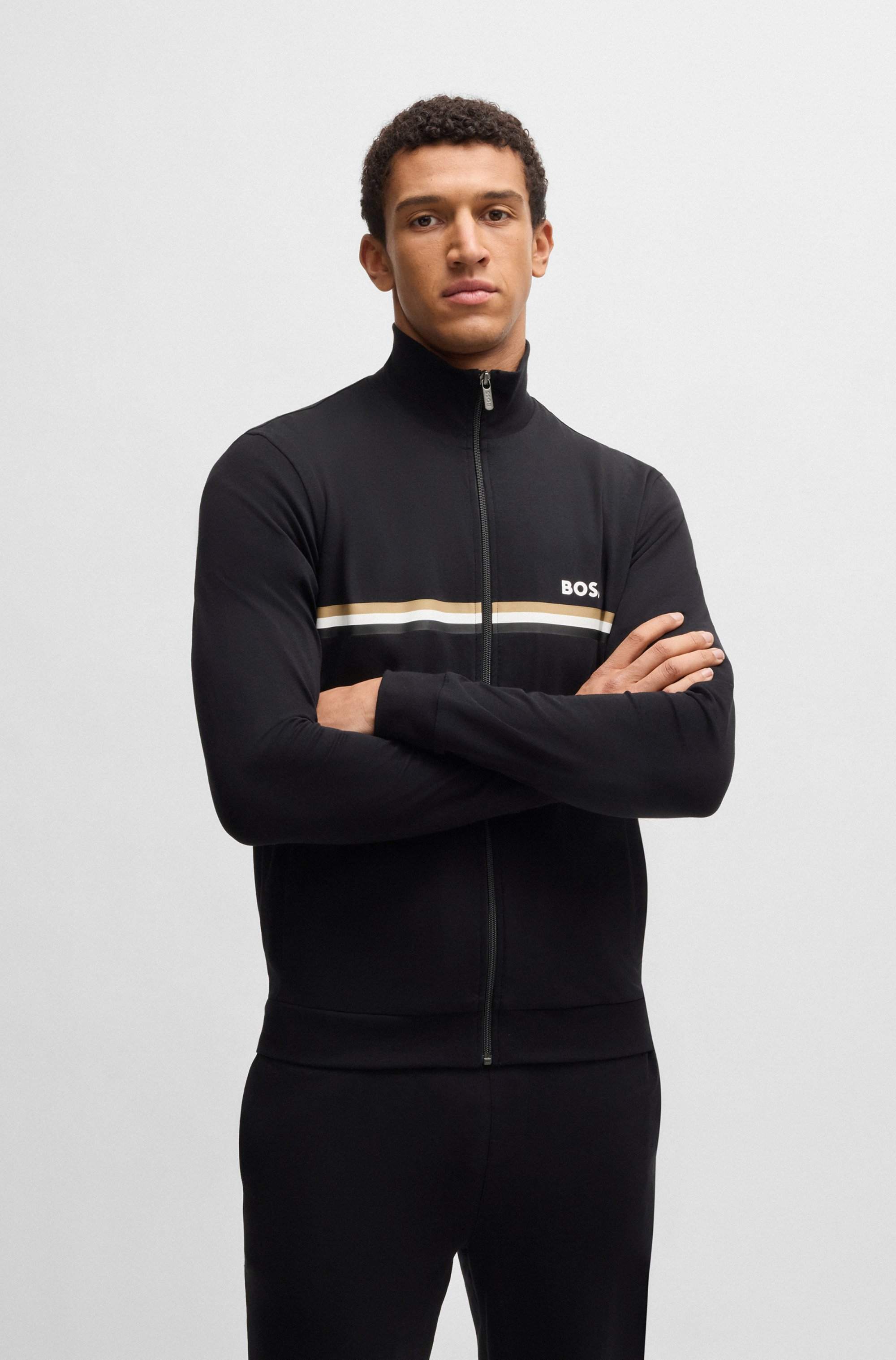 Stretch-cotton regular-fit tracksuit with signature details