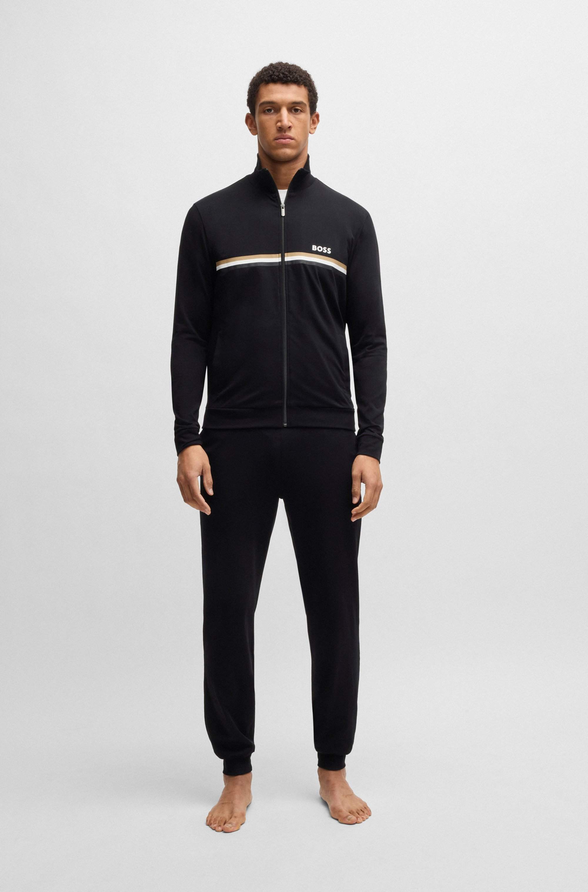 Stretch-cotton regular-fit tracksuit with signature details
