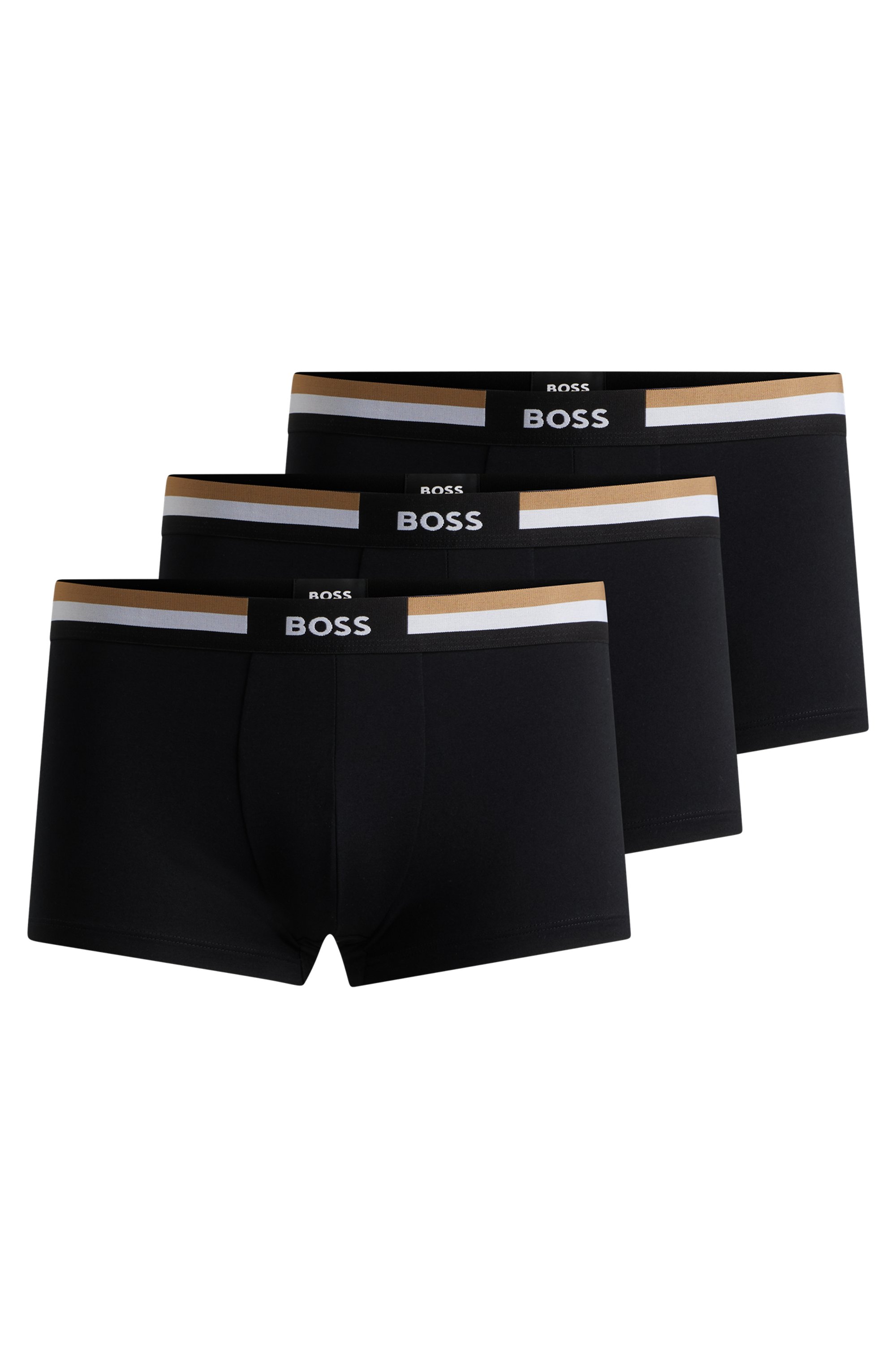 Three-pack of moisture-wicking cotton-blend trunks