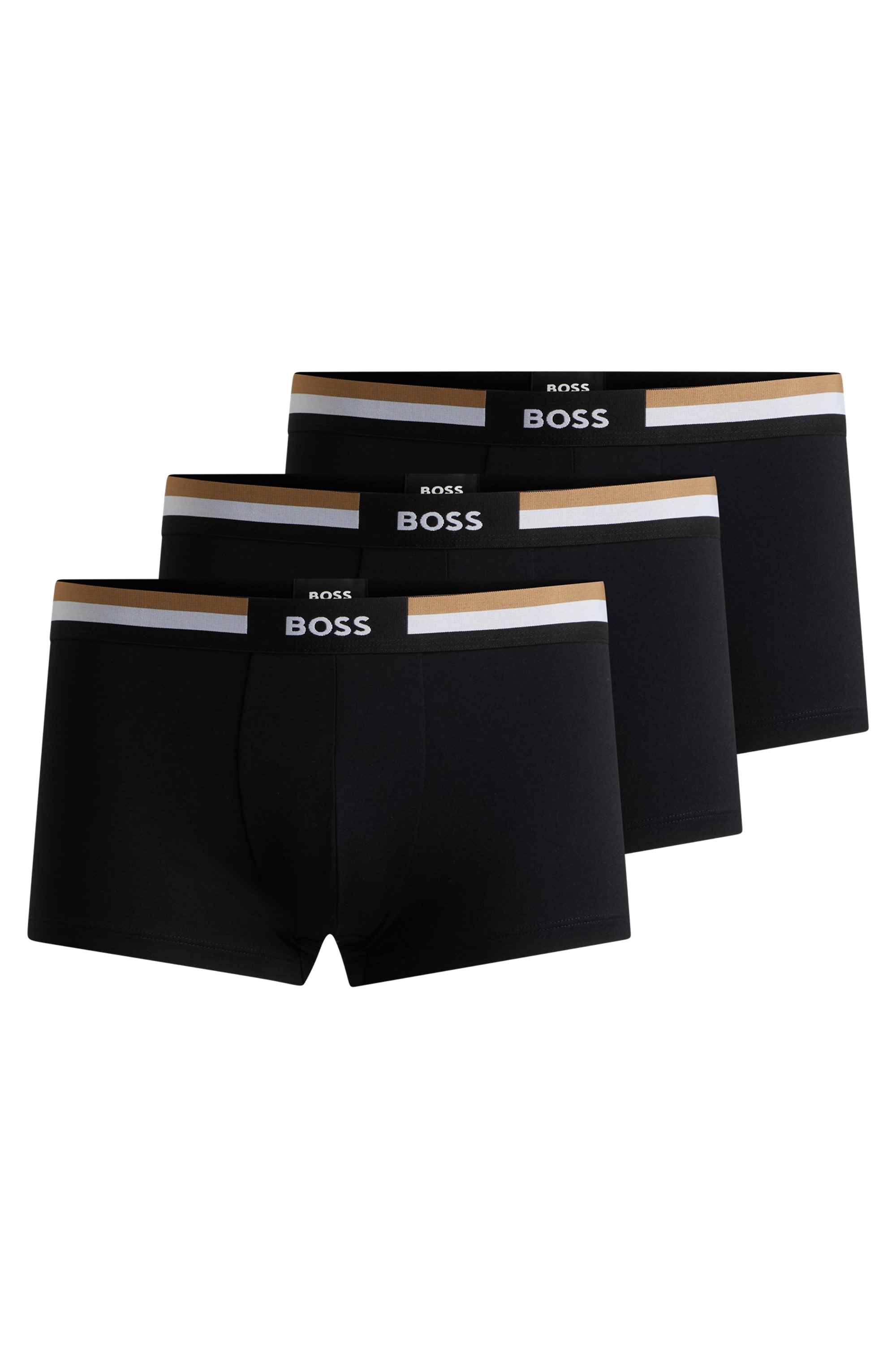 Three-pack of moisture-wicking cotton-blend trunks