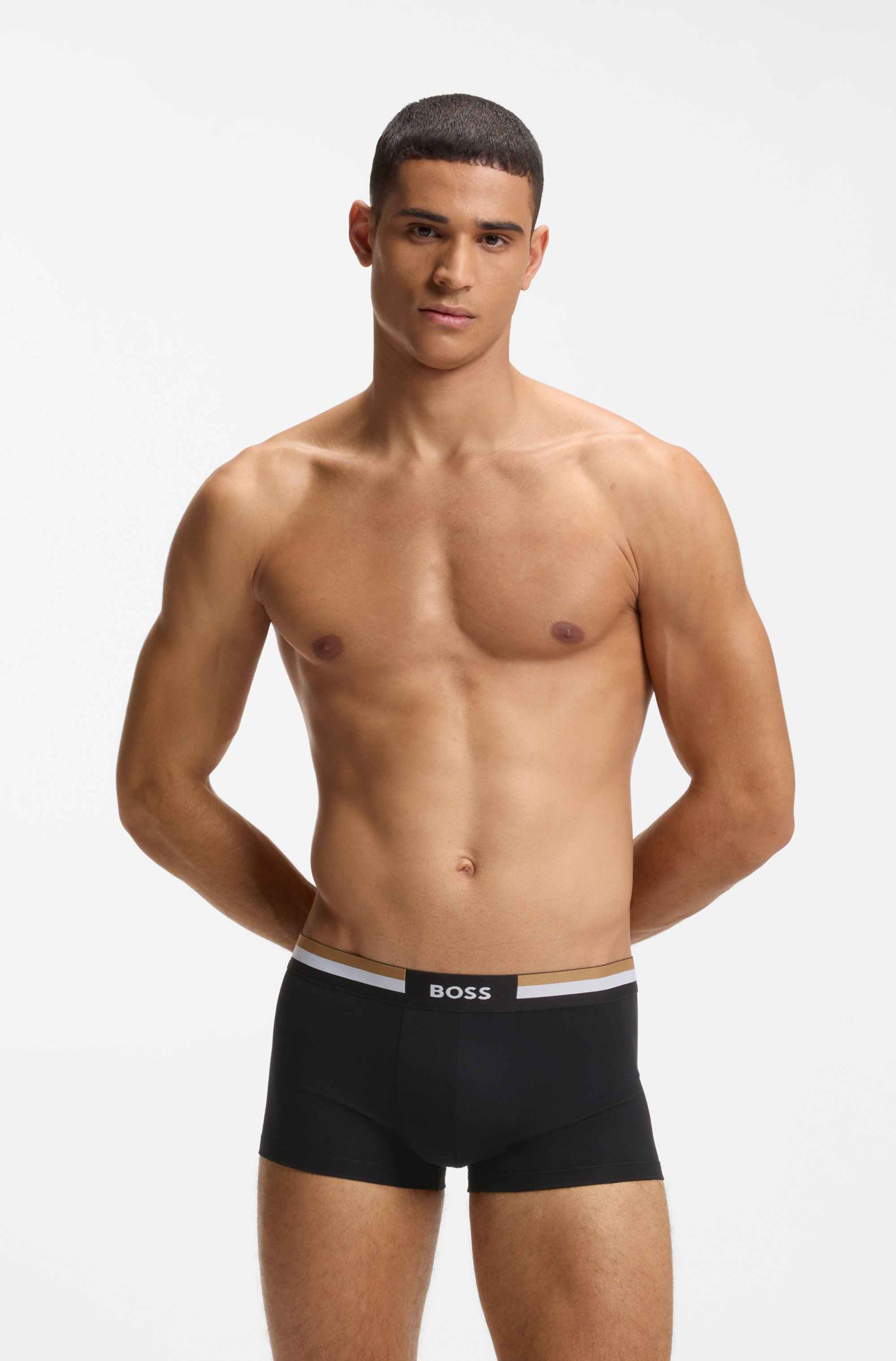 Three-pack of cotton-blend trunks