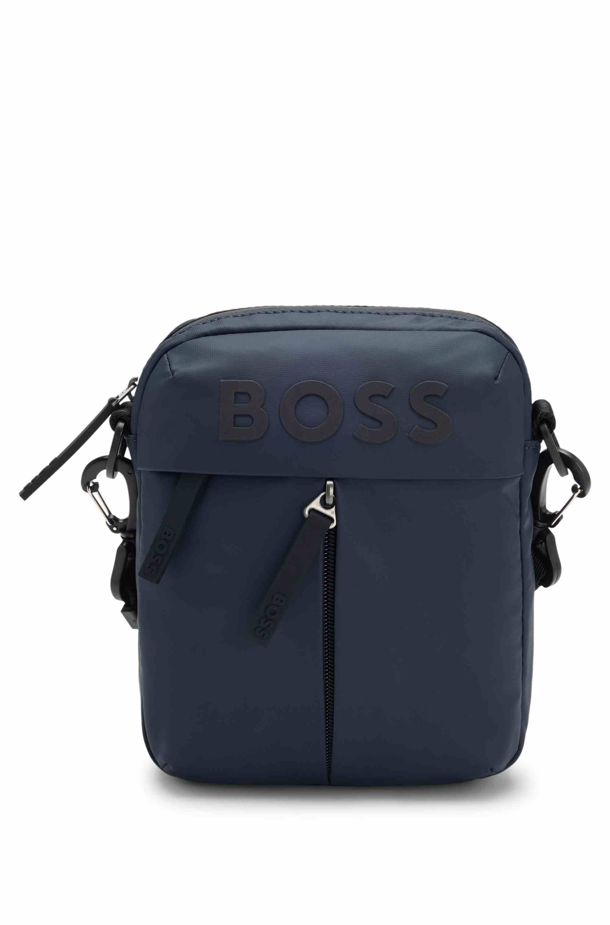 Faux-leather reporter bag with tonal logo
