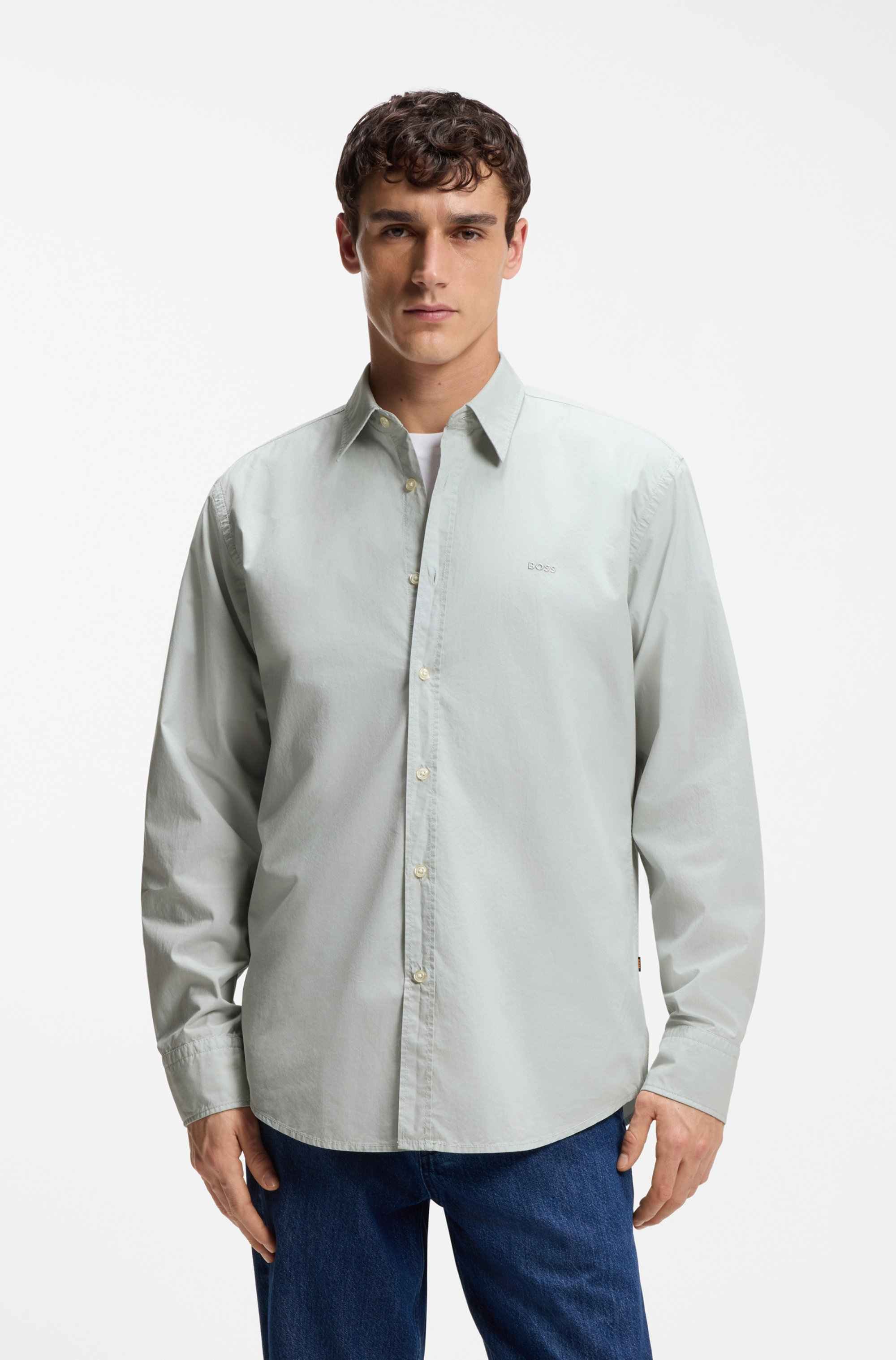 Regular-fit shirt in cotton poplin