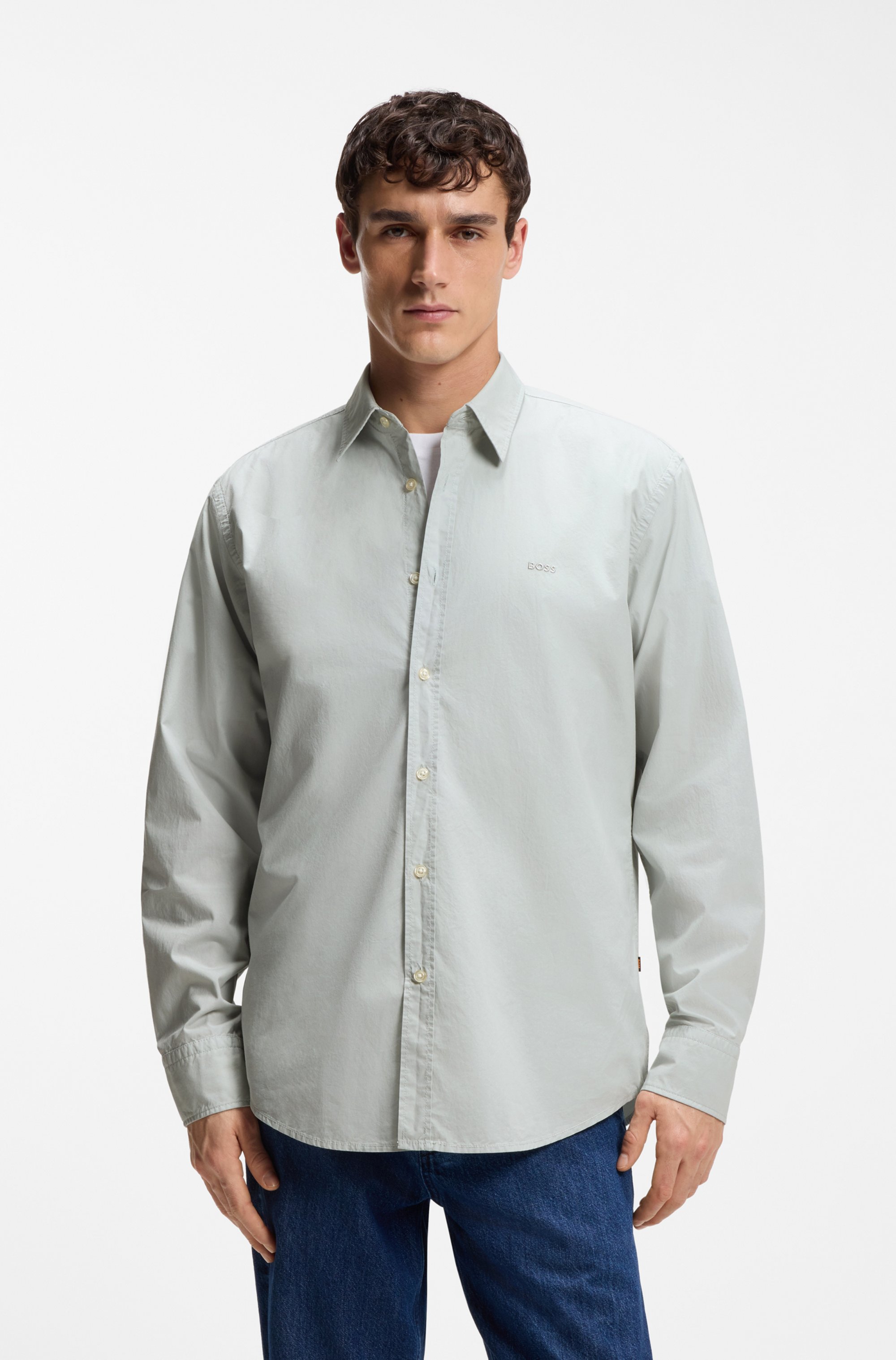 Regular-fit shirt in cotton poplin