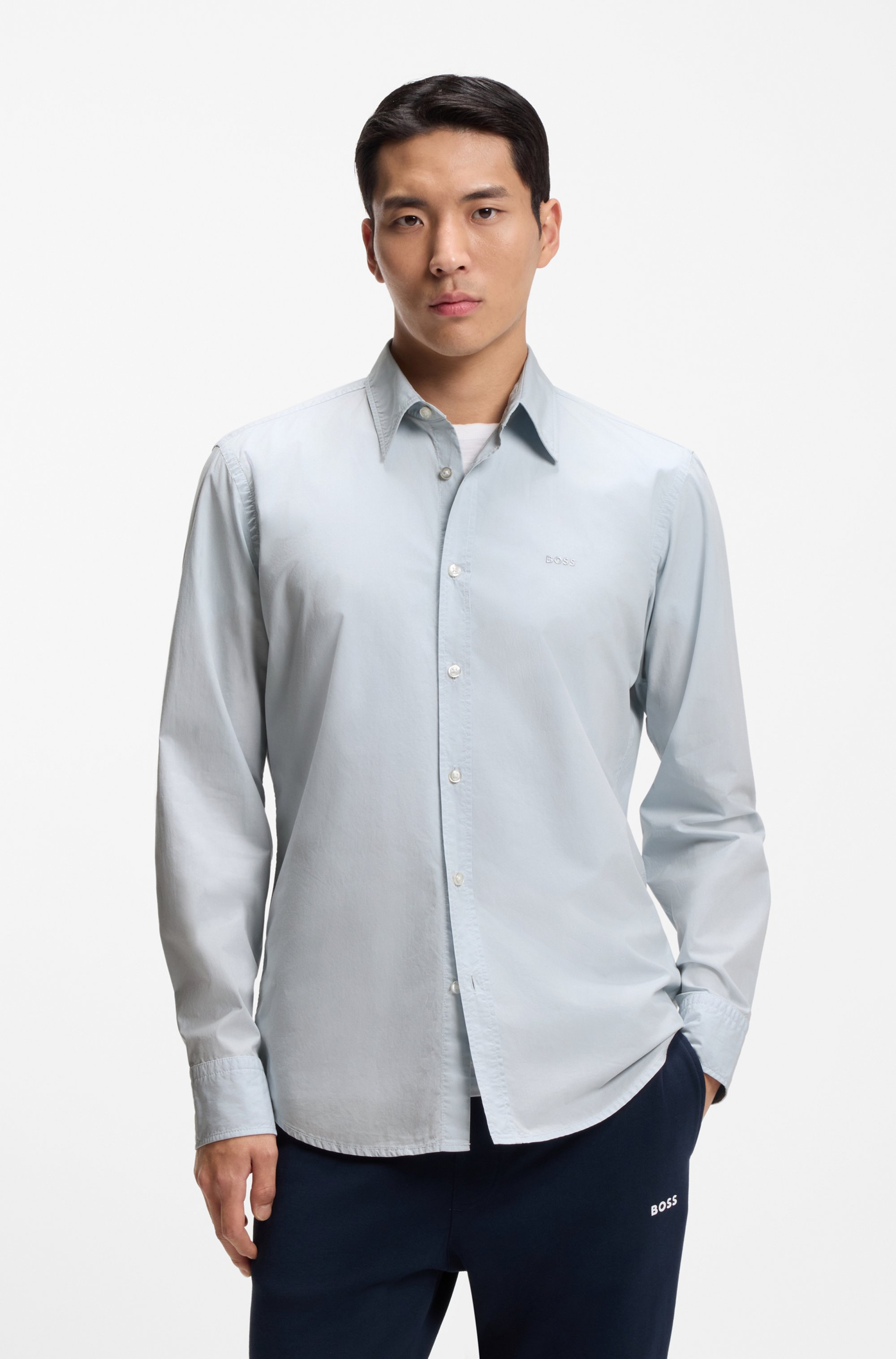 Regular-fit shirt in cotton poplin