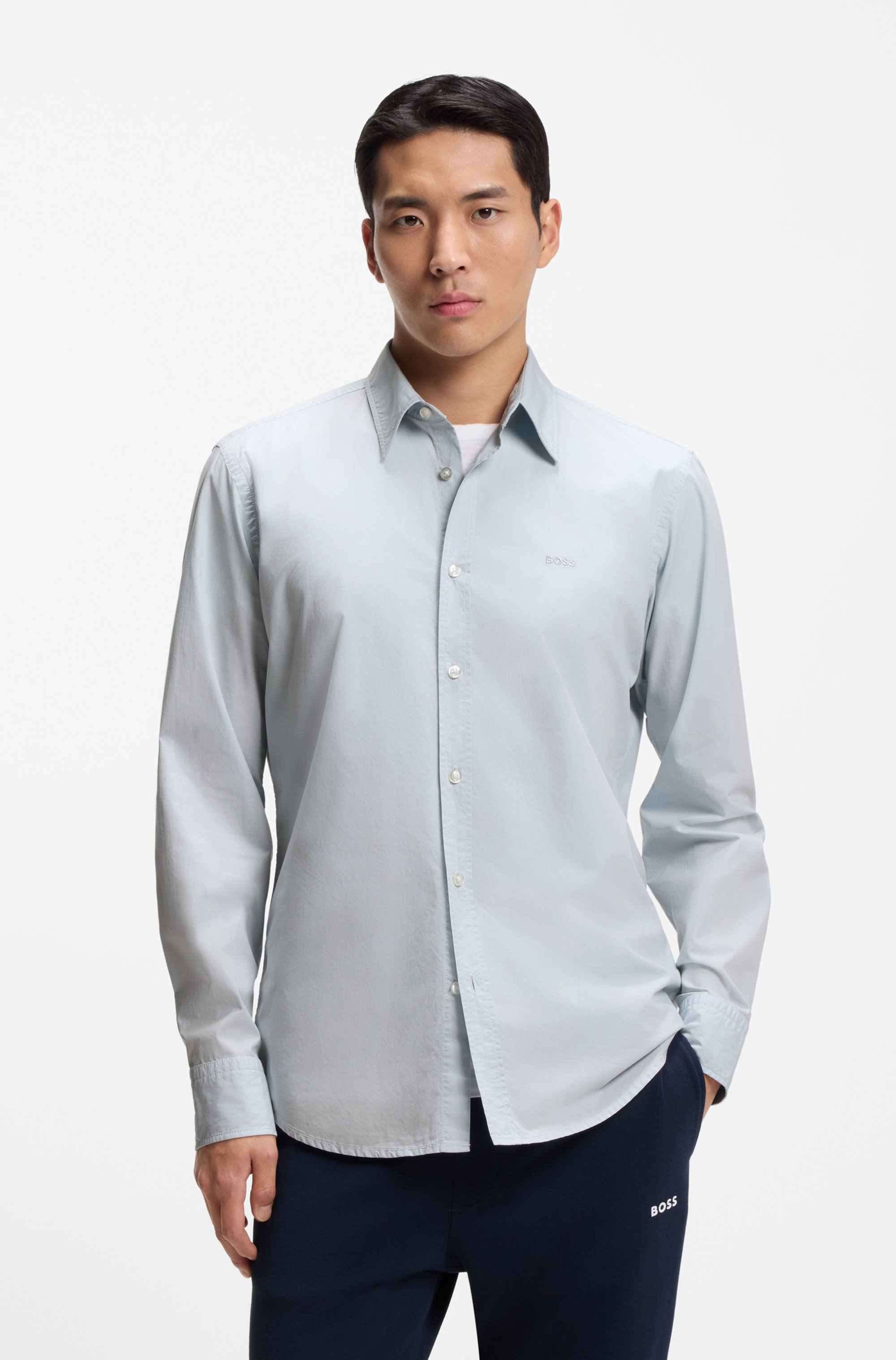 Regular-fit shirt in cotton poplin