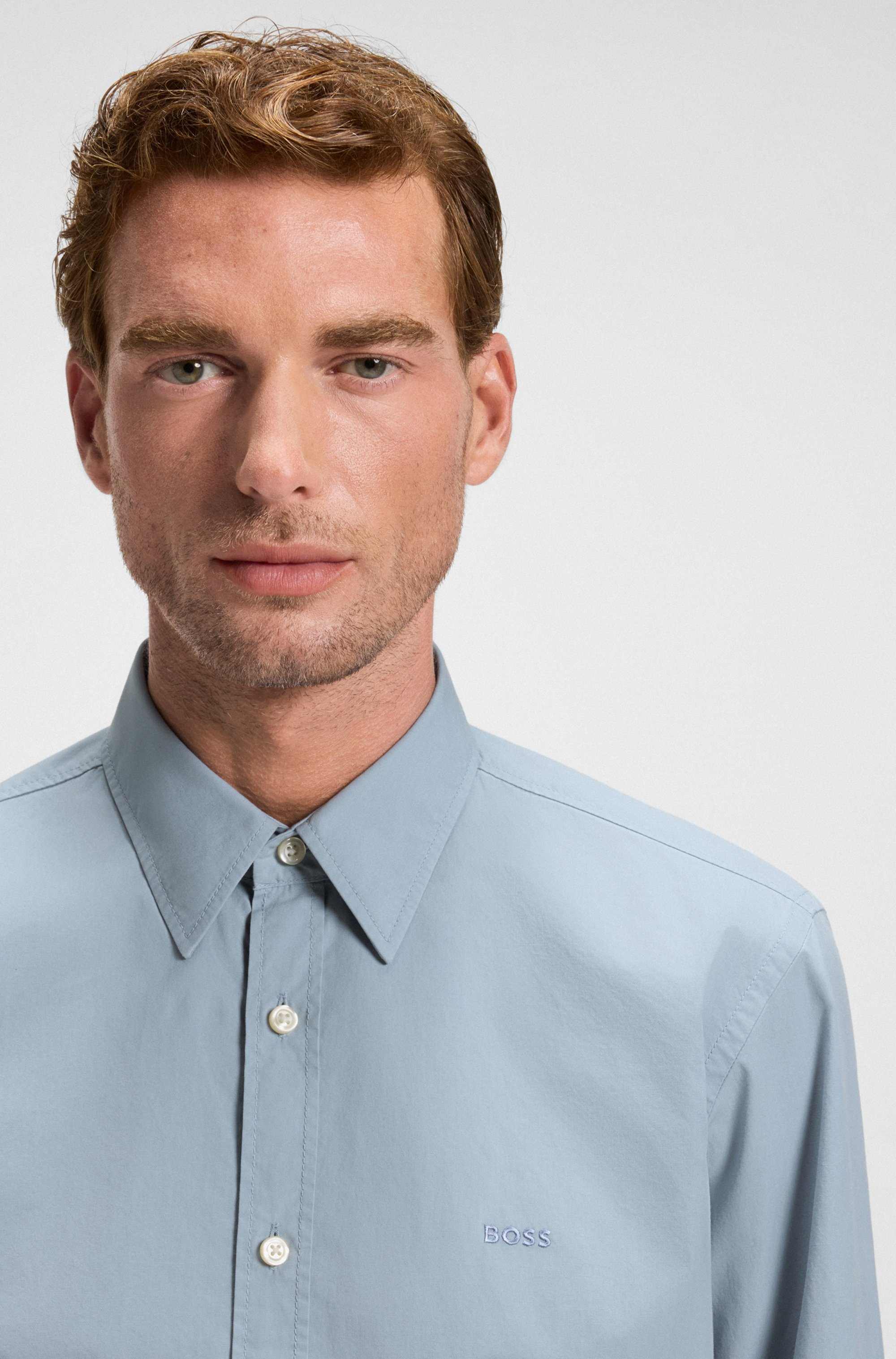 Regular-fit shirt in cotton poplin