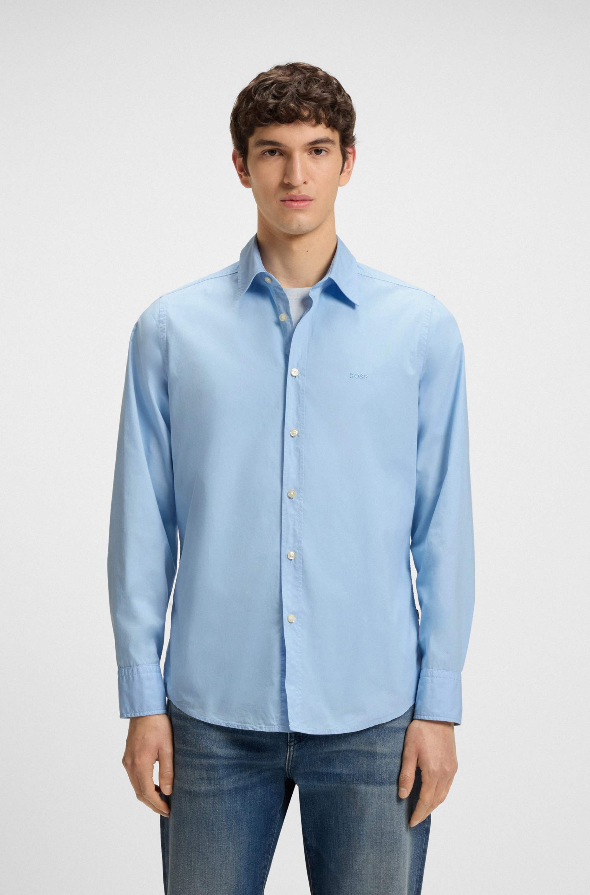 Regular-fit shirt in cotton poplin