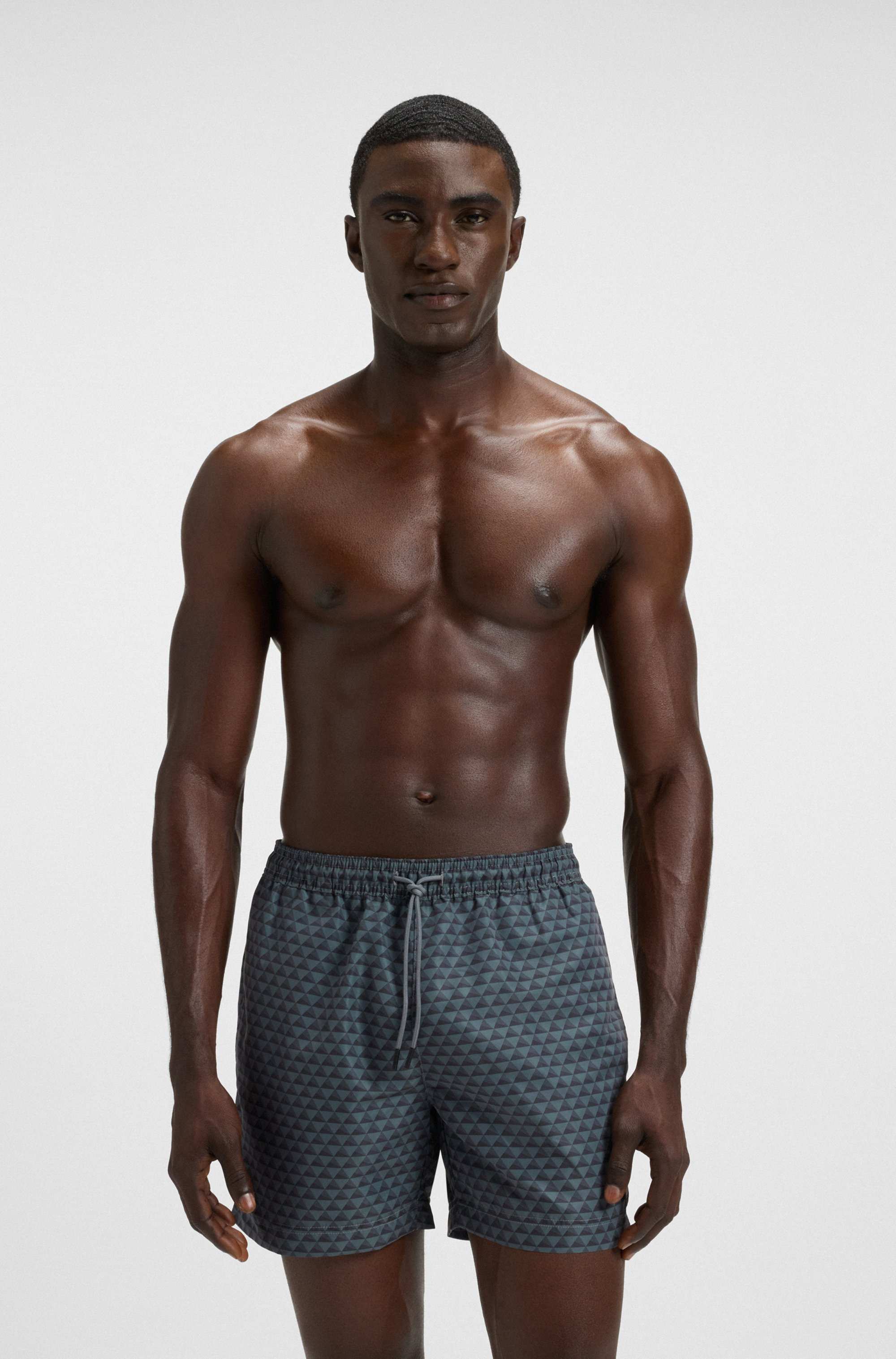 Drawstring swim shorts with all-over print
