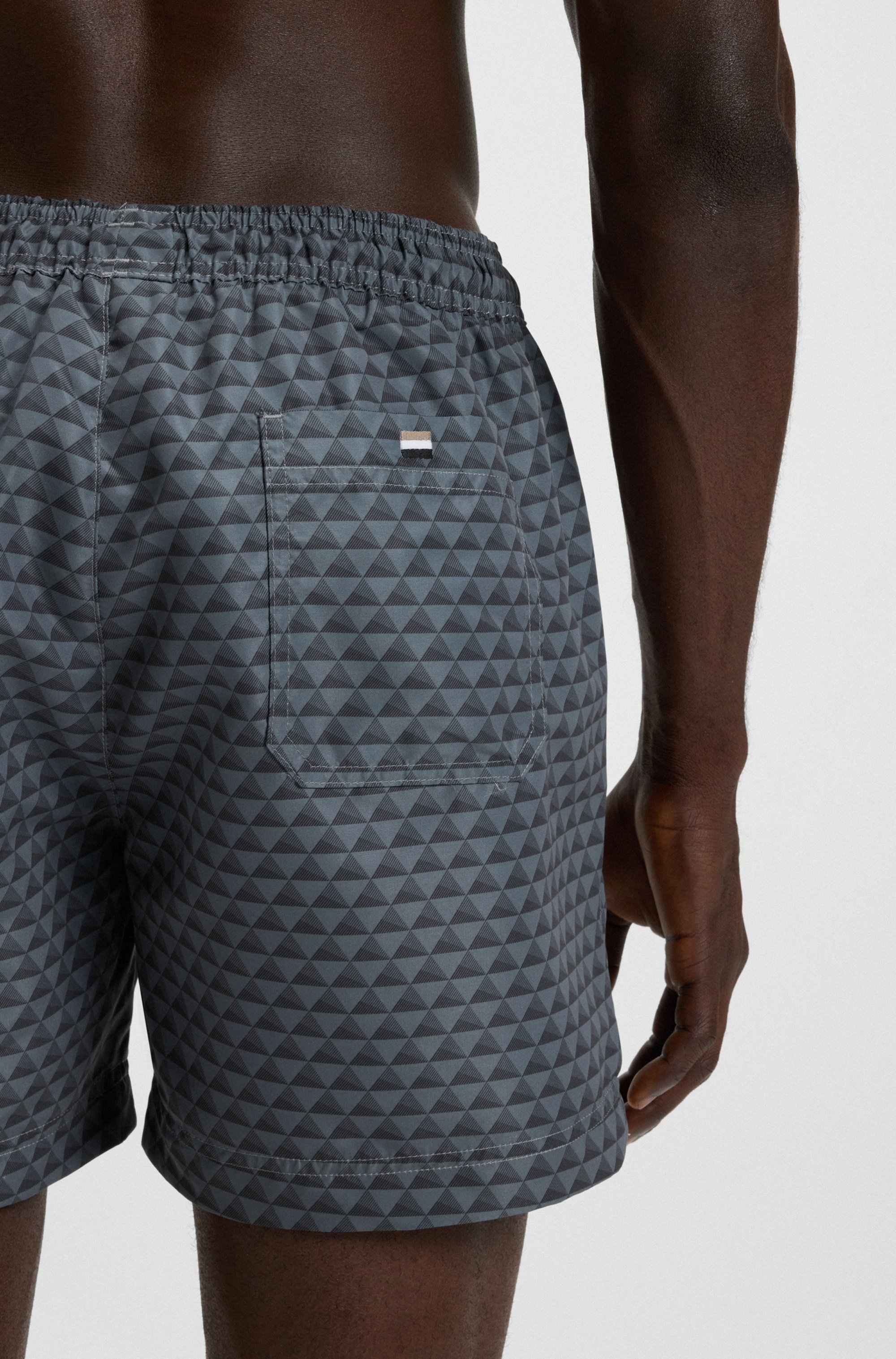 Micro-print swim shorts in quick-dry fabric