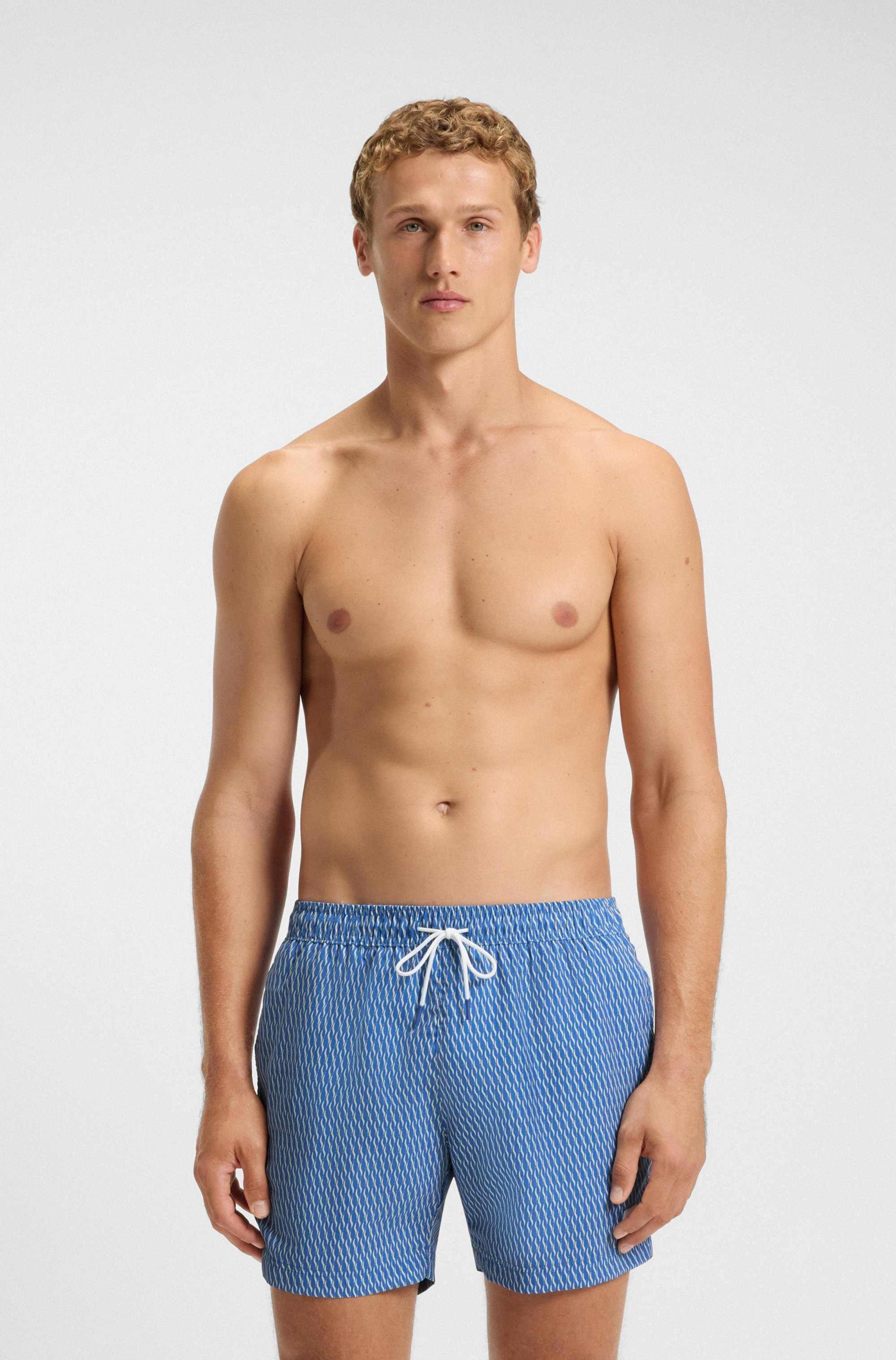 Micro-print swim shorts in quick-dry fabric