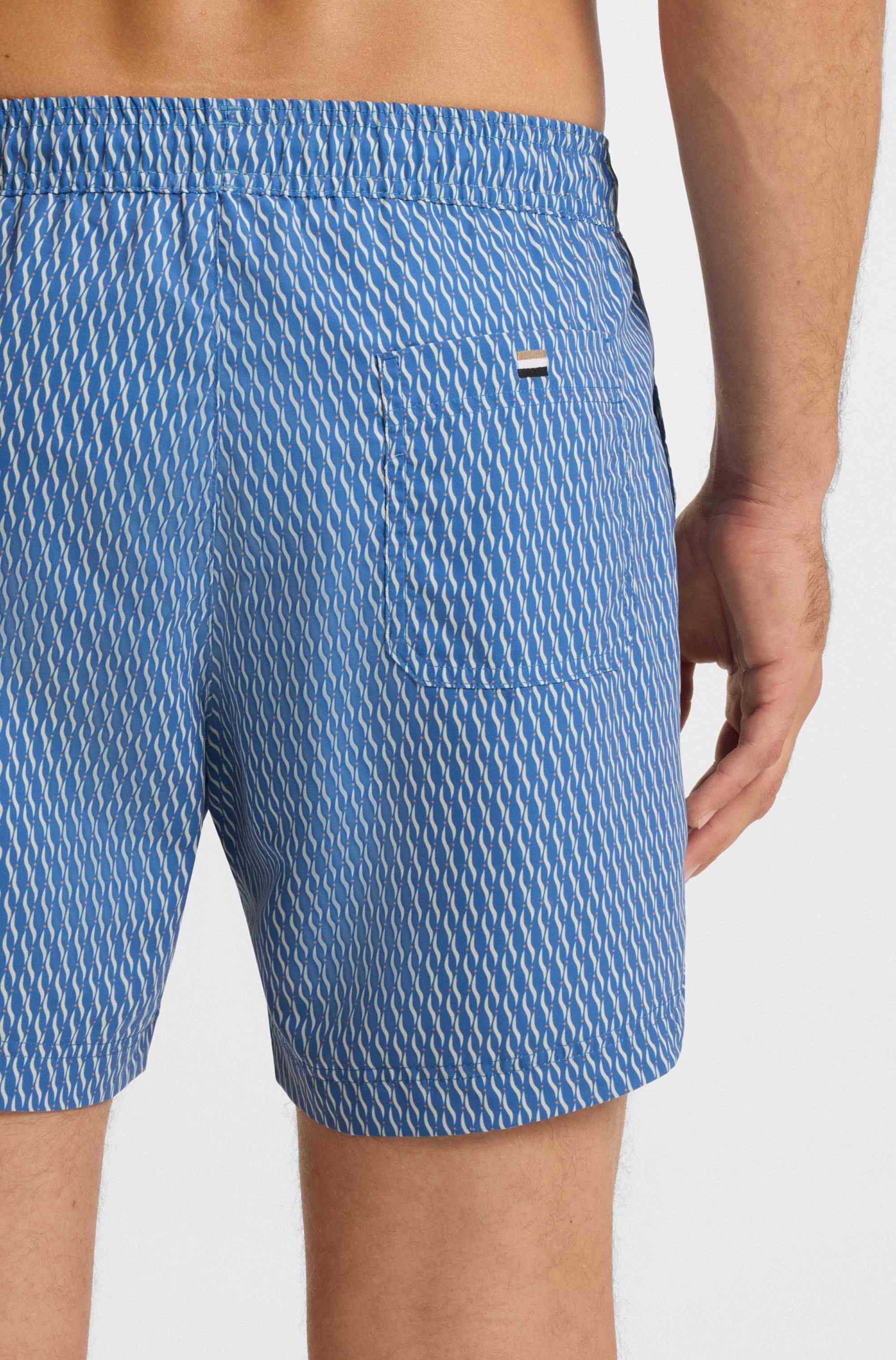 Micro-print swim shorts in quick-dry fabric
