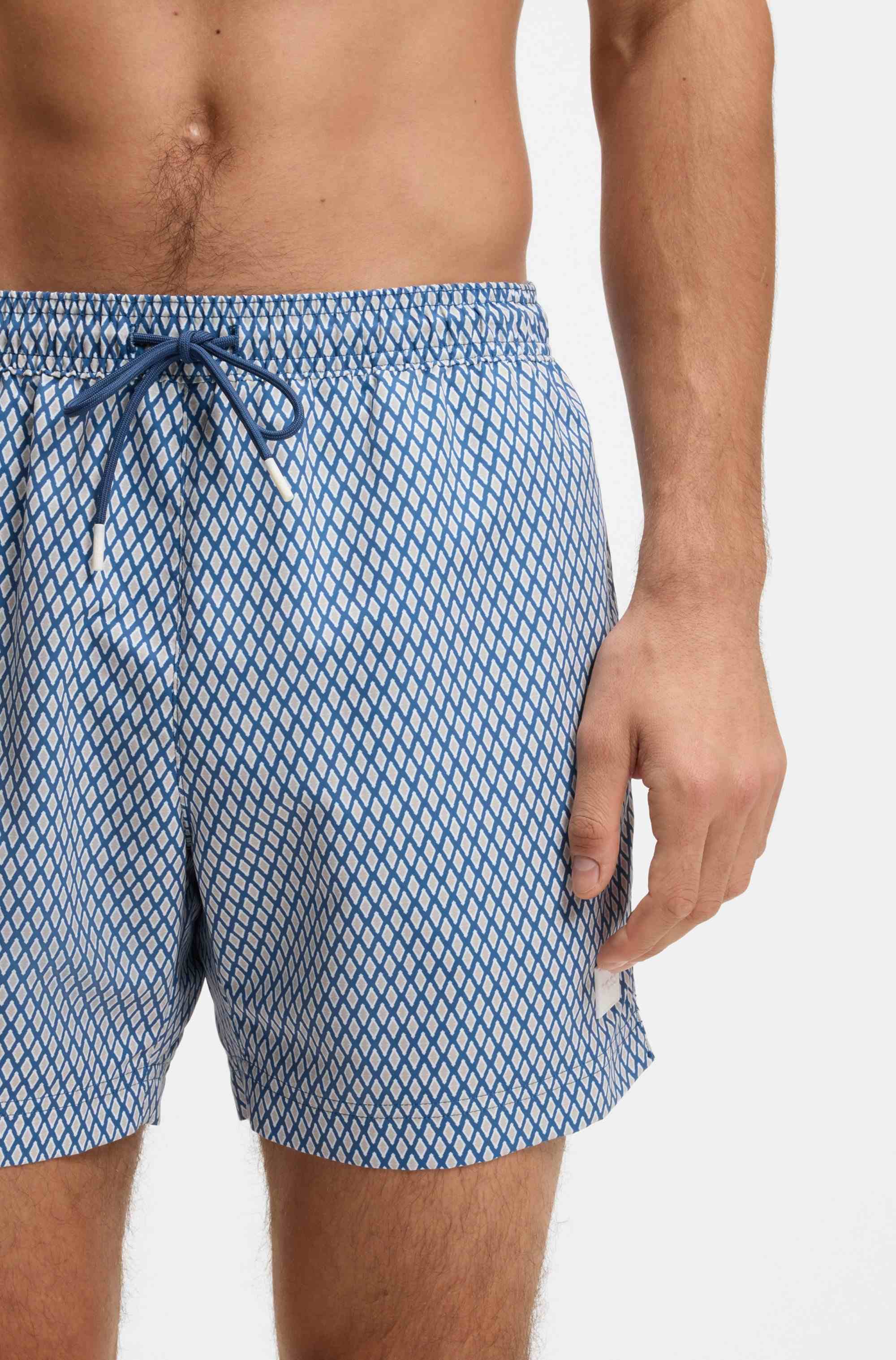Micro-print swim shorts in quick-dry fabric