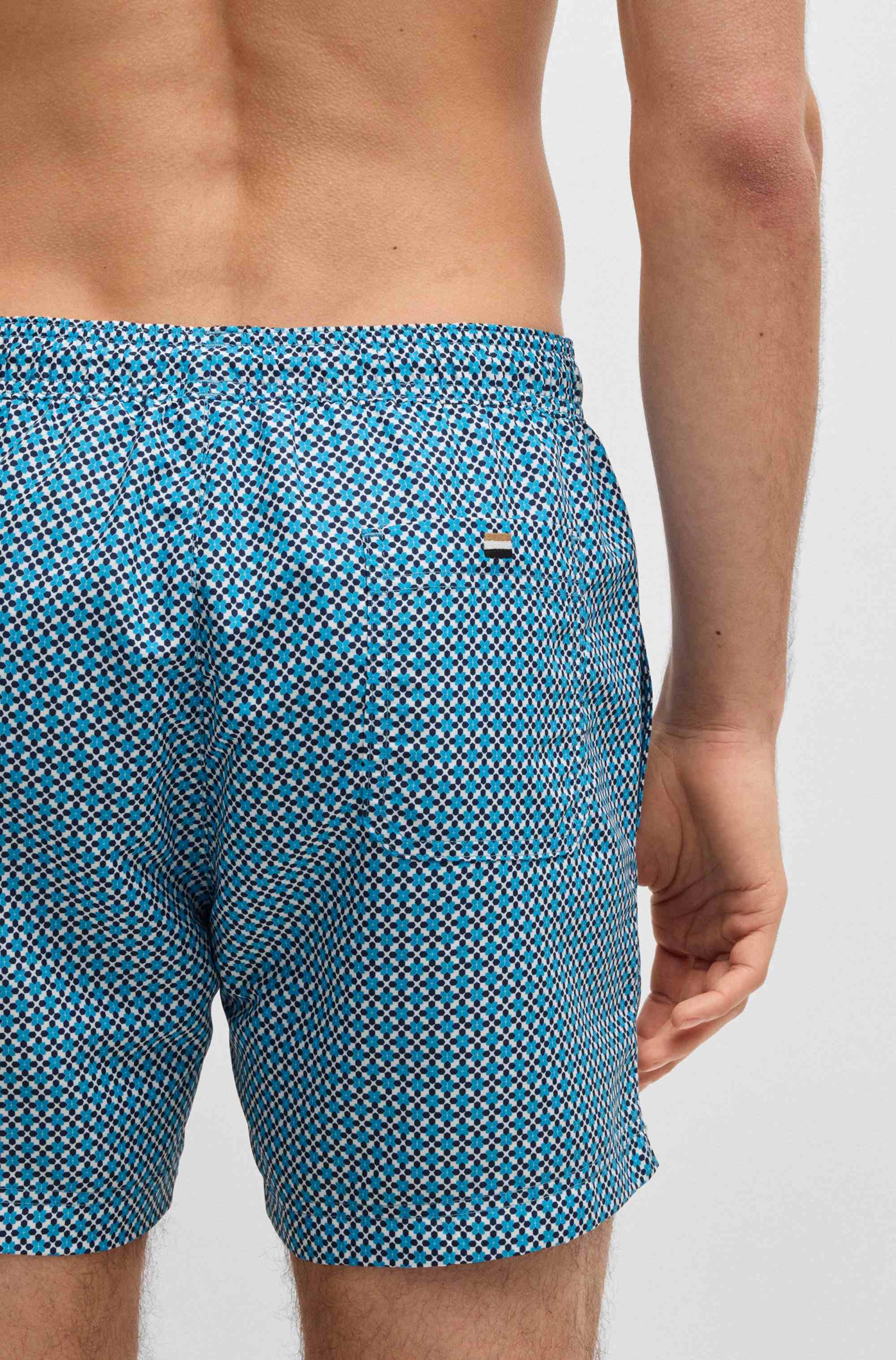 Micro-print swim shorts in quick-dry fabric