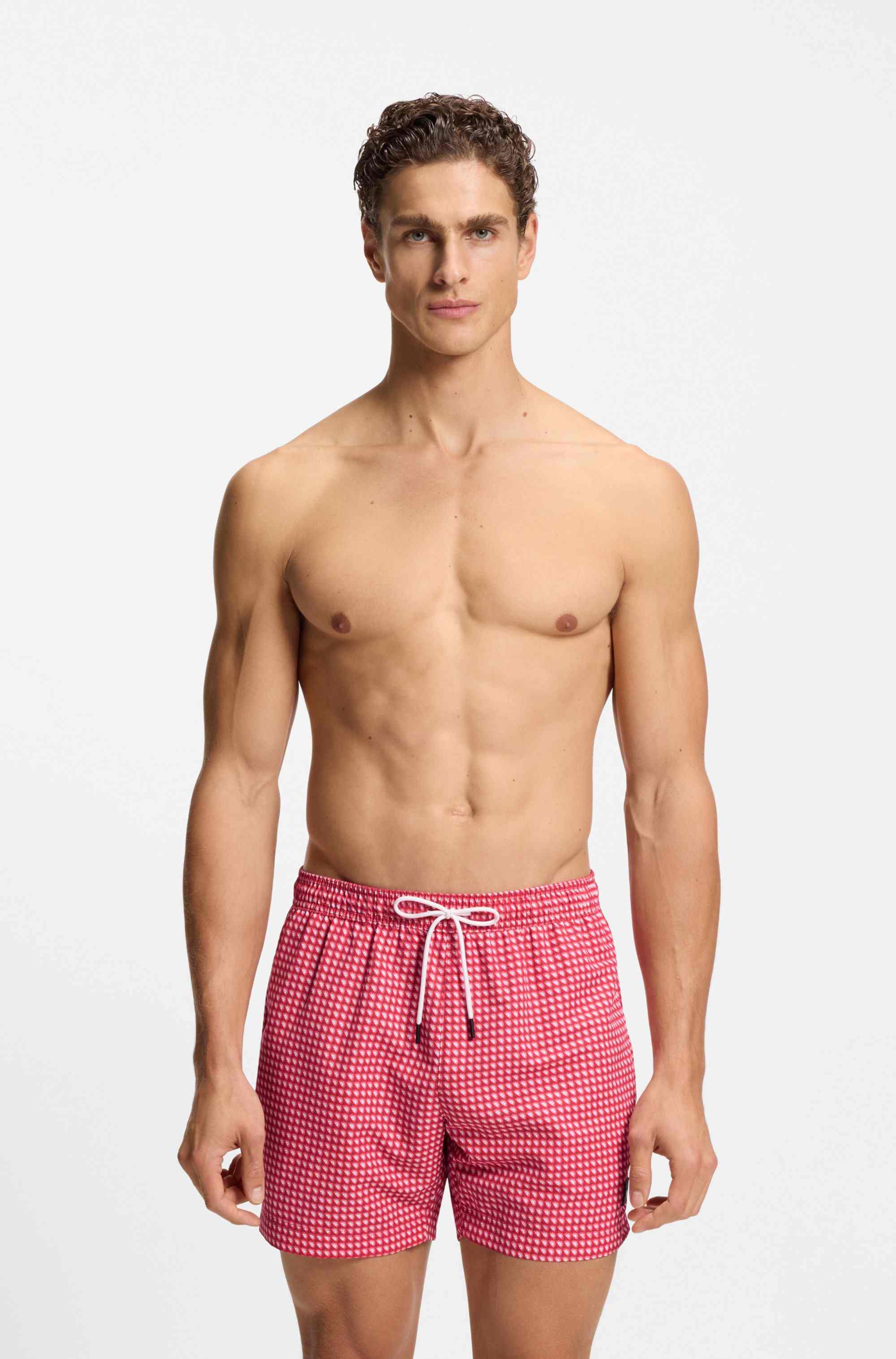Micro-print swim shorts in quick-dry fabric