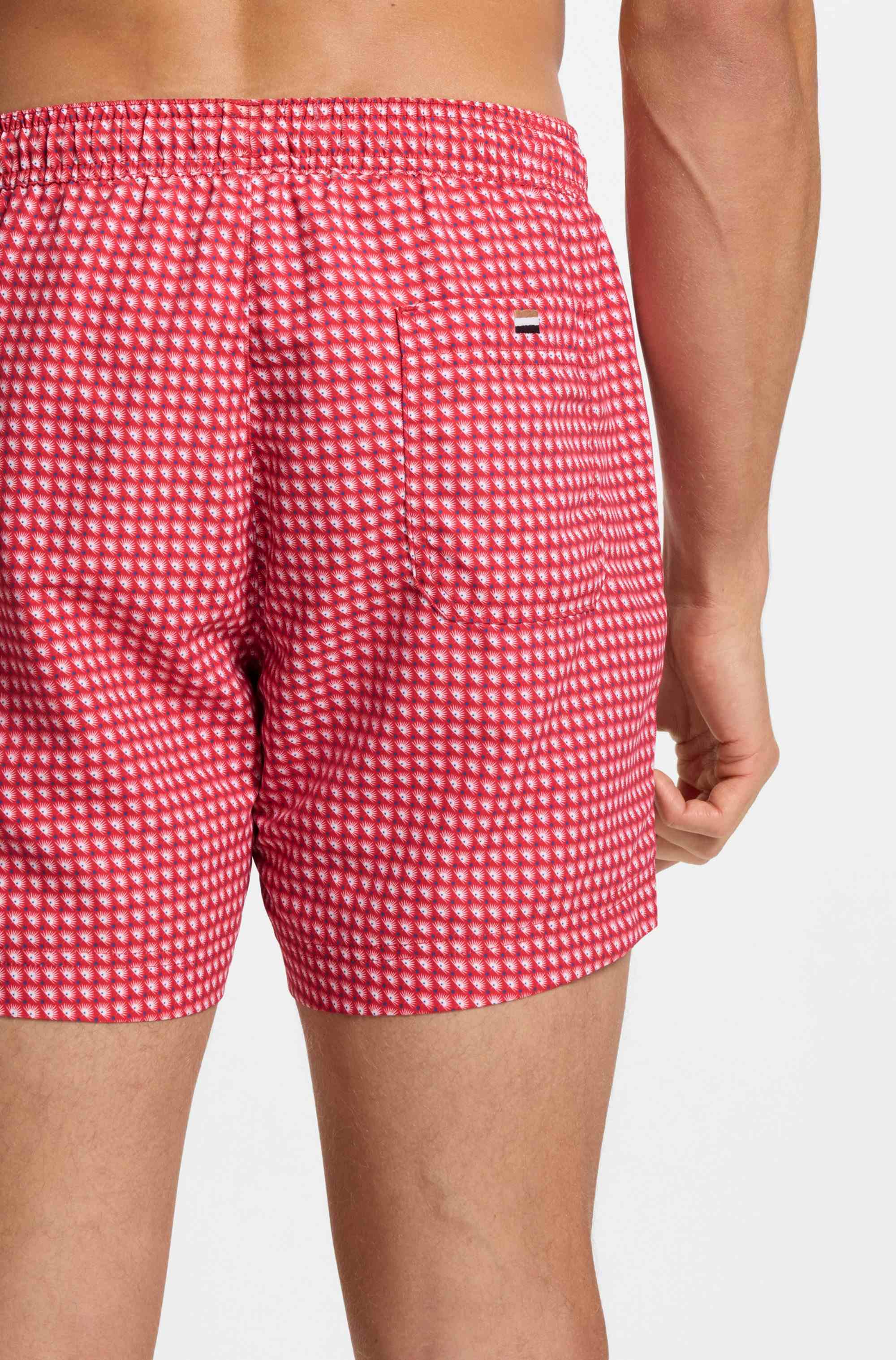 Micro-print swim shorts in quick-dry fabric
