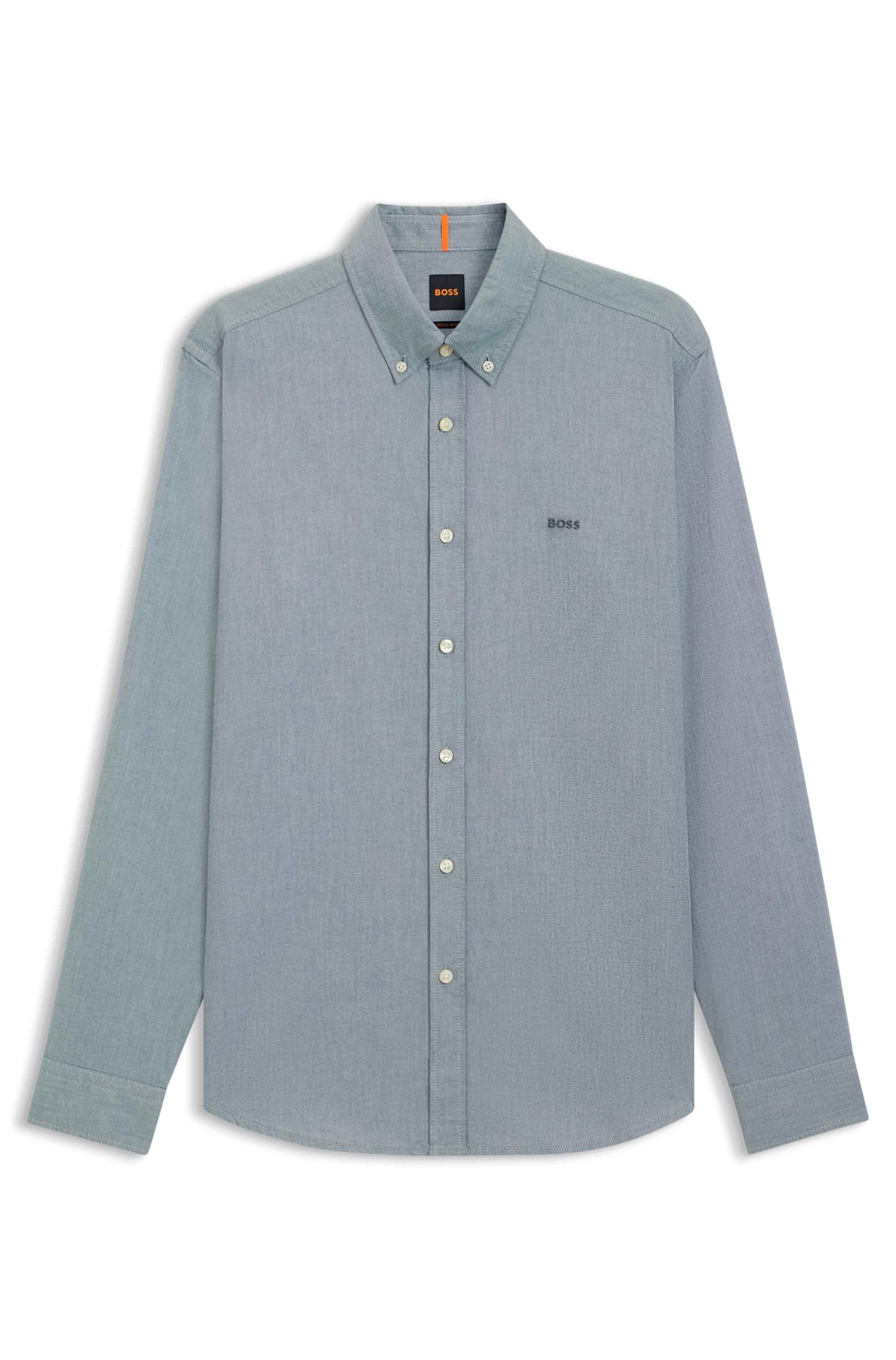 Regular-fit shirt in cotton with button-down collar